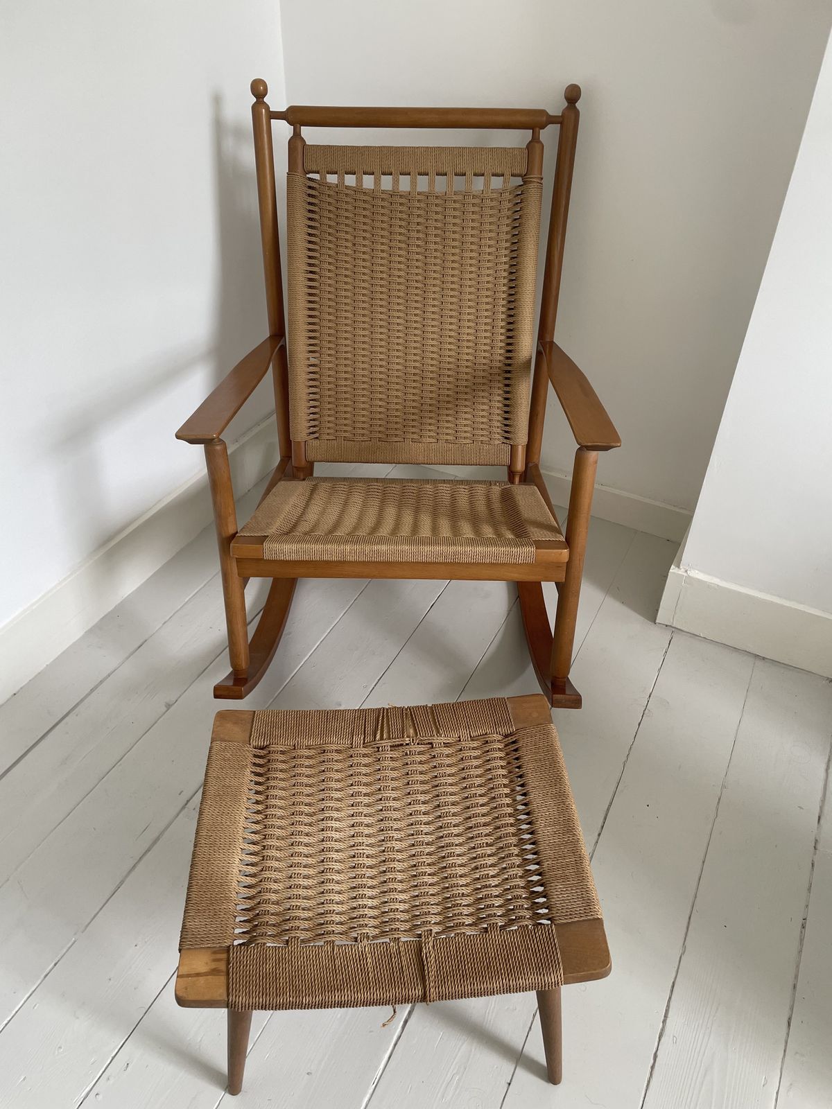 60's Japanese Modern Rocking Armchair With Footstool photo buy