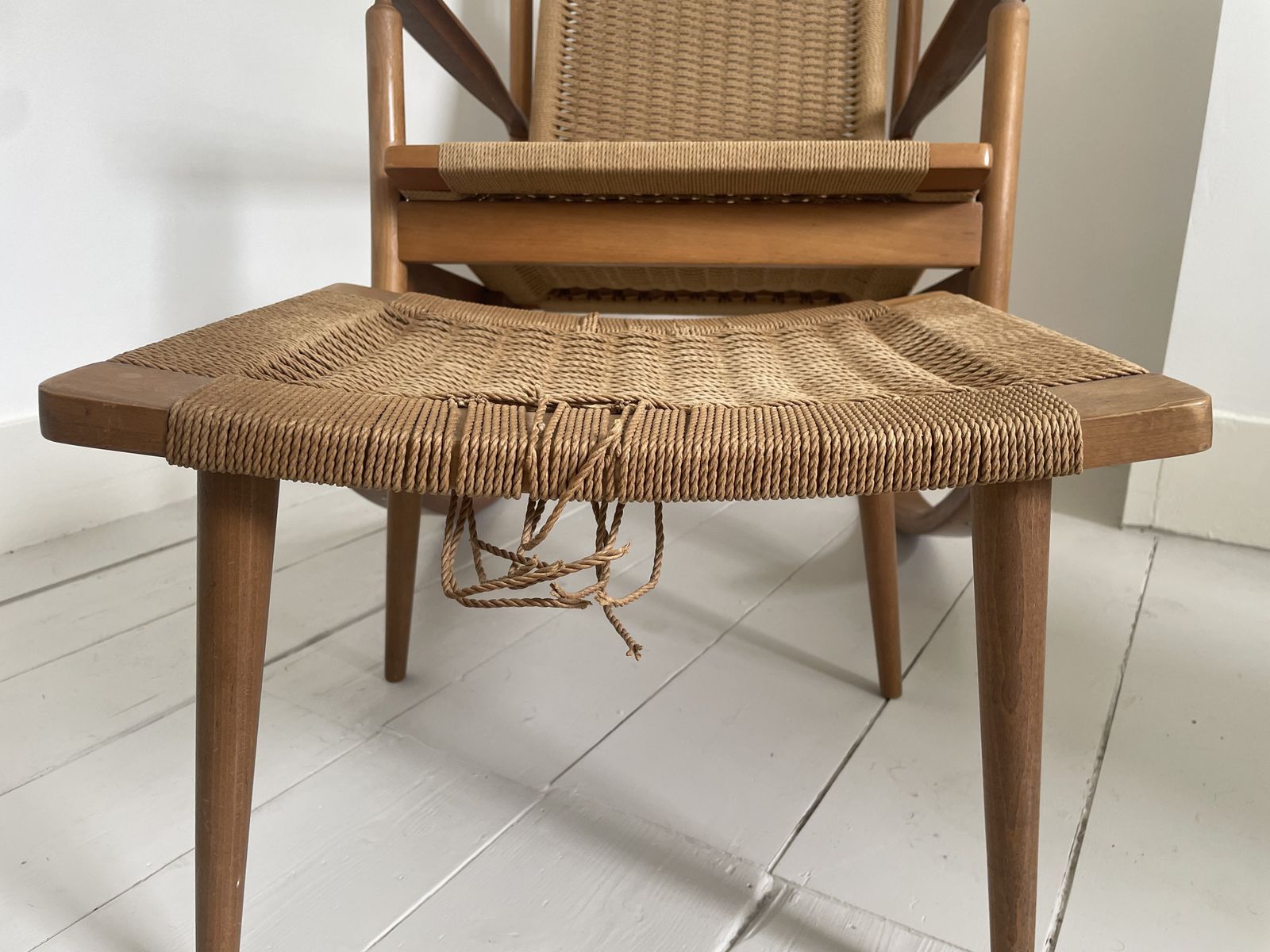 60's Japanese Modern Rocking Armchair With Footstool photo vintage