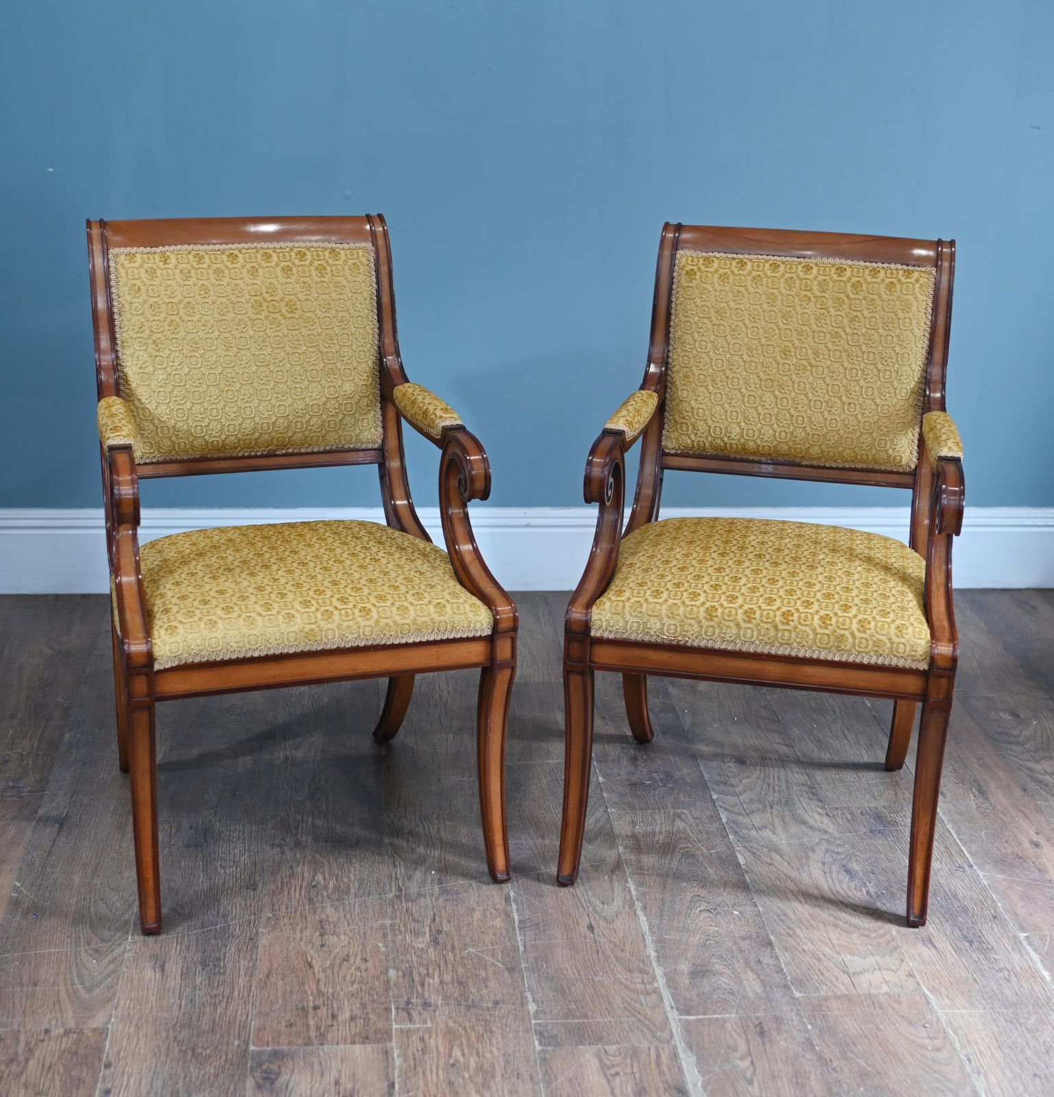 Set Biedermeier Arm Chairs Mahogany Seats 1930 photo furniture