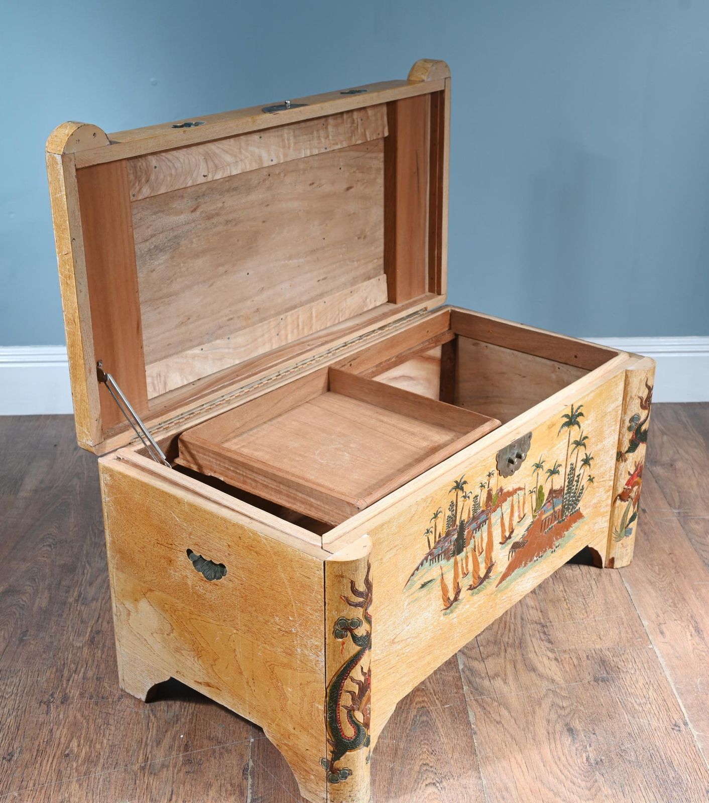 Antique Chinese Camphor Chest Luggage Box Painted 1910 photo buy