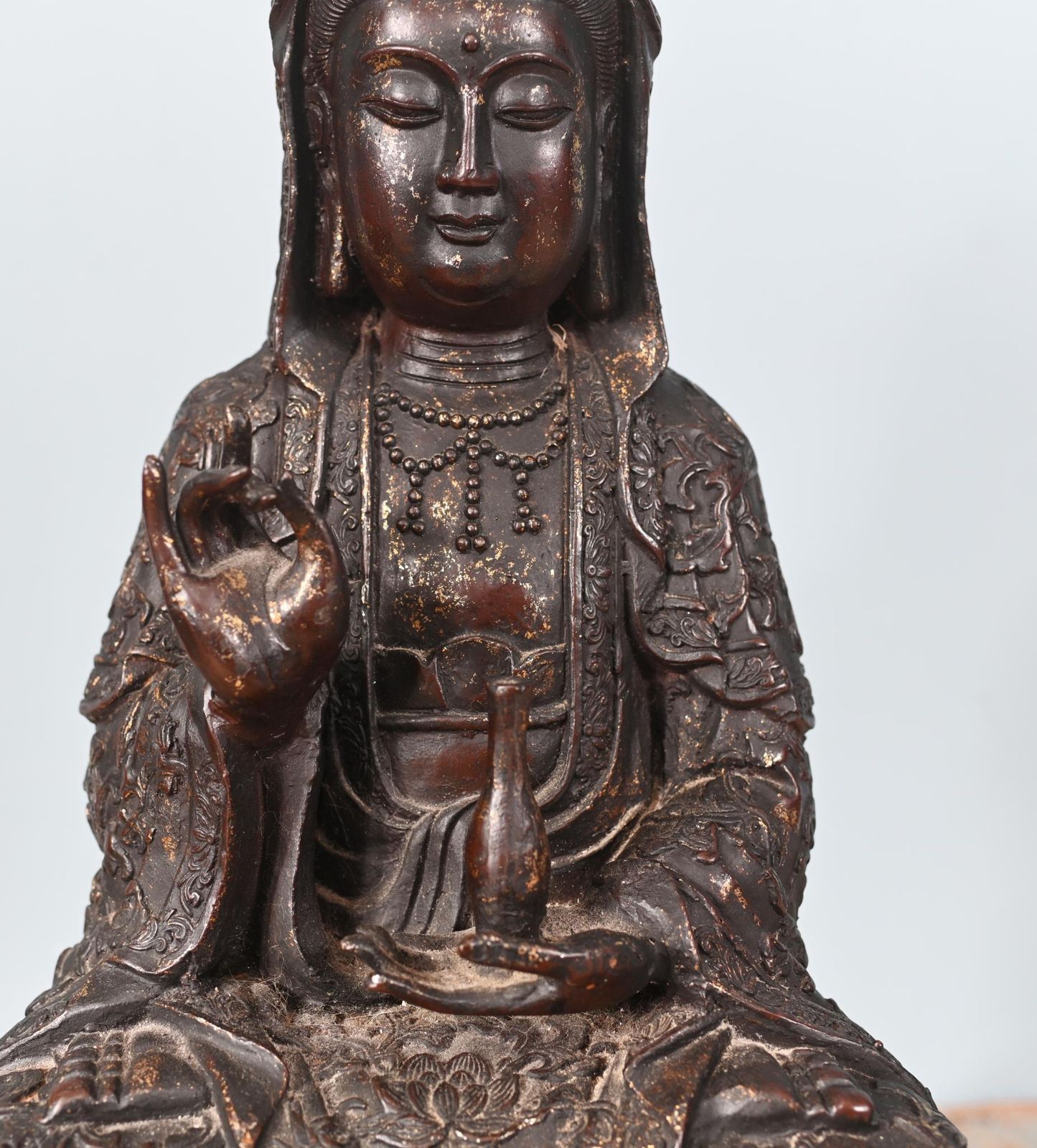 Antique Bronze Buddha Statue Guanyin Kwan Yin Bodhisattva Of Compassion Sculpture photo for sale