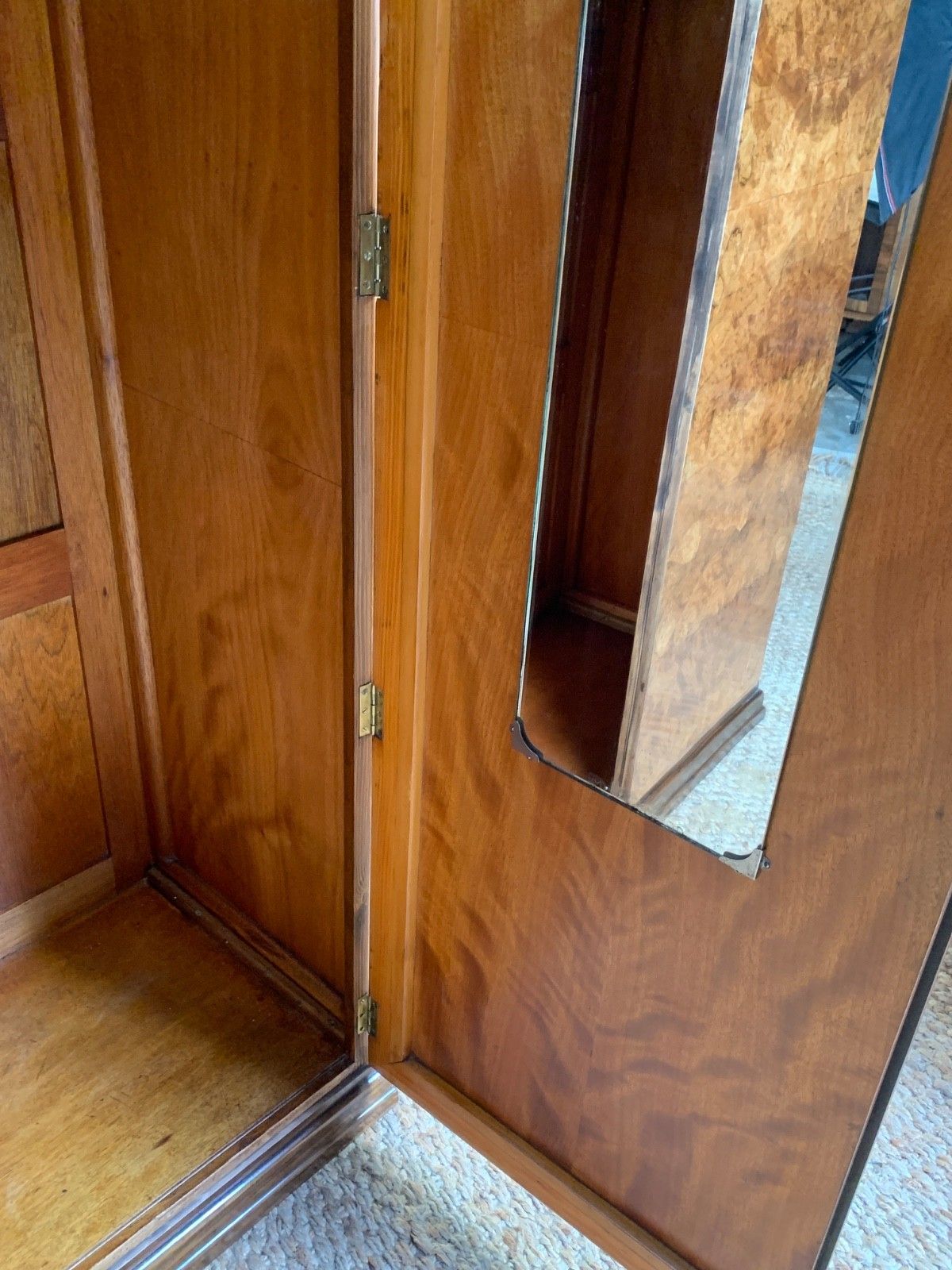 photo for sale Art Deco Figured Walnut Double Wardrobe