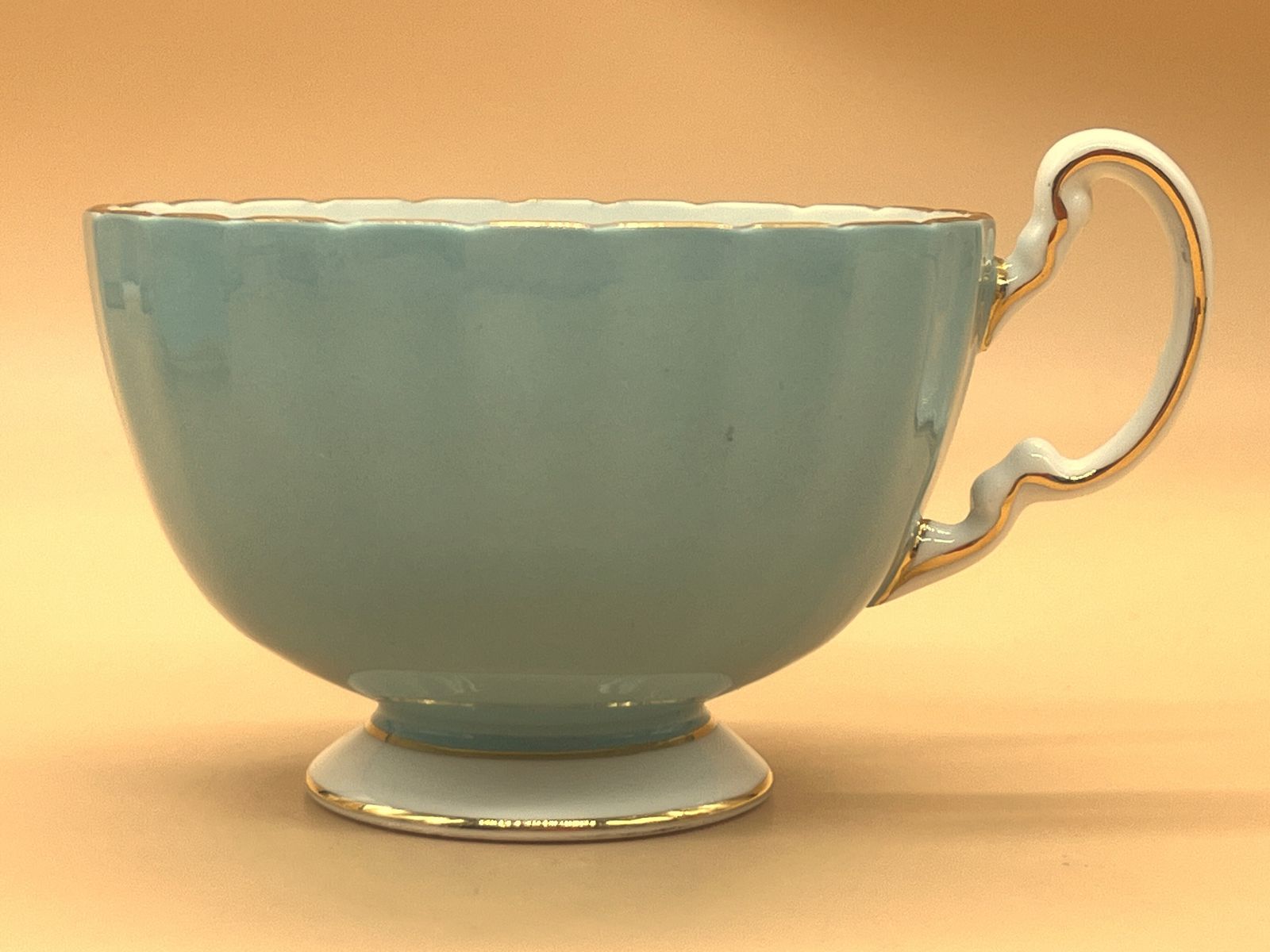 Aynsley China Oban Shape Pembroke Design Turquoise Cabinet Tea Cup & Saucer Duo. photo Home Decor