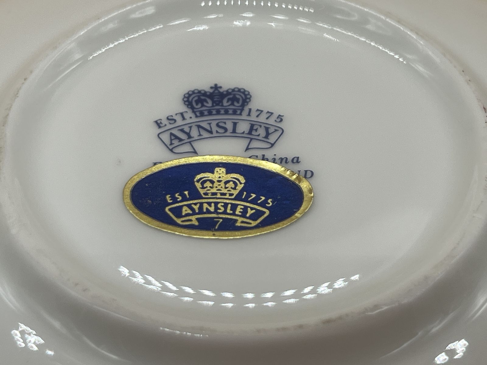 Aynsley China Oban Shape Pembroke Design Turquoise Cabinet Tea Cup & Saucer Duo. photo vinterior