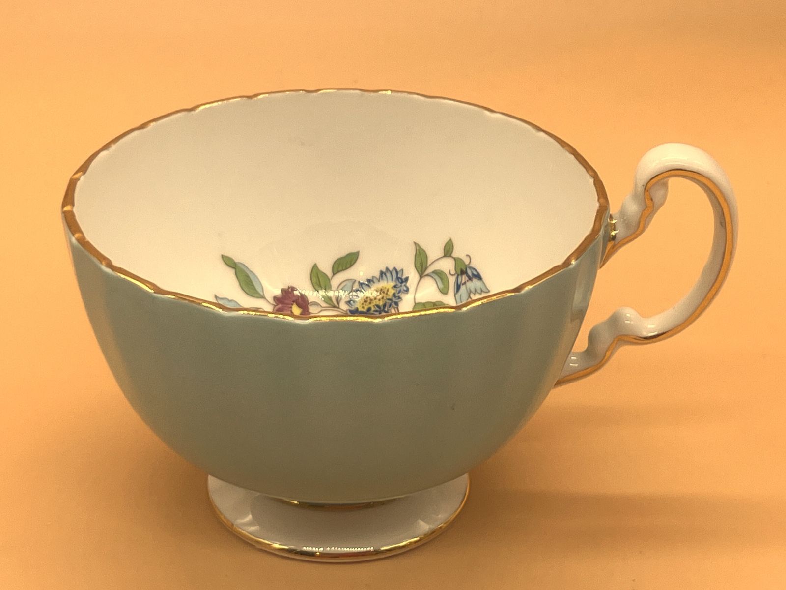 Aynsley China Oban Shape Pembroke Design Turquoise Cabinet Tea Cup & Saucer Duo. photo buy