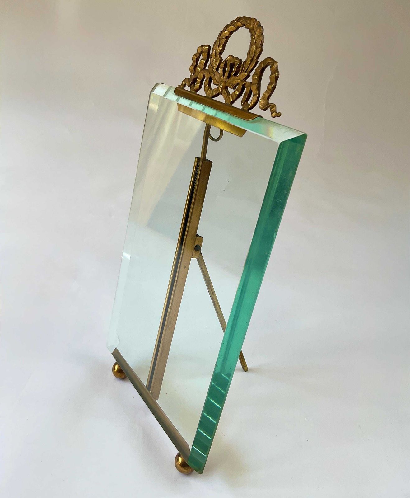 Antique French Gilt Metal And Crystal Glass Photo' Frame, C1890.
