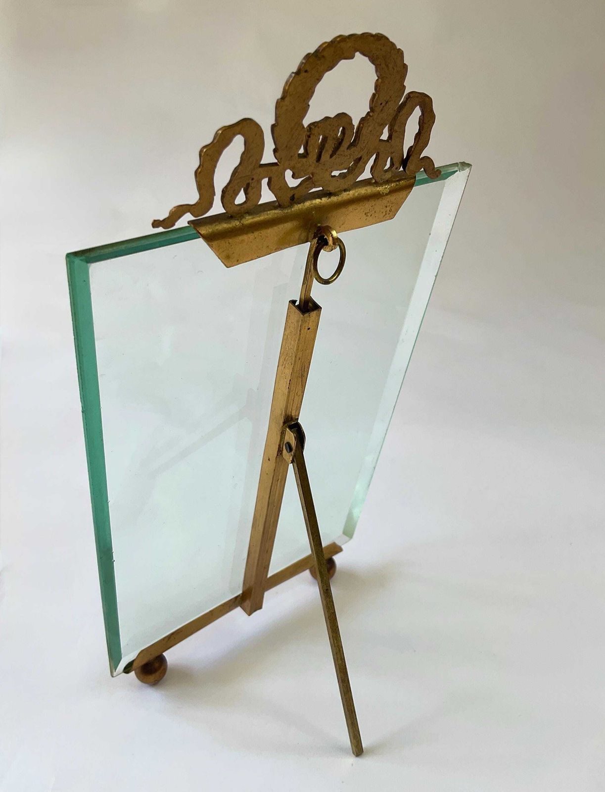 Antique French Gilt Metal And Crystal Glass Photo' Frame, C1890. photo vintage