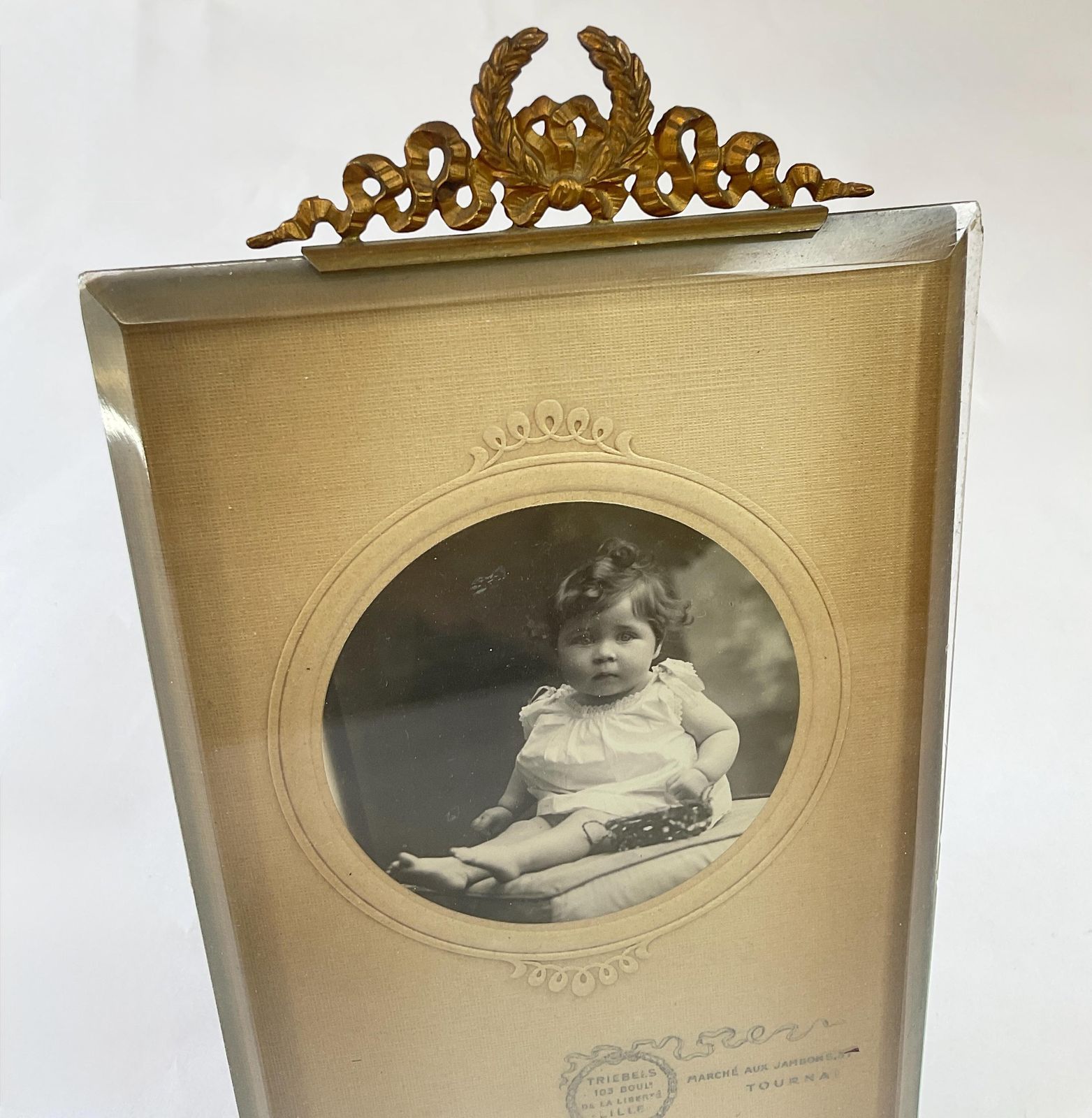 Antique French Gilt Metal And Crystal Glass Photo' Frame, C1890. photo Home Decor