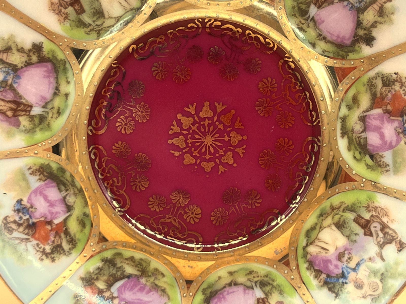 German Porcelain Fragonard, J.K. Deco Carlsbad Bavaria Old Vienna Demitasse Cup & Saucer Duo. photo for sale
