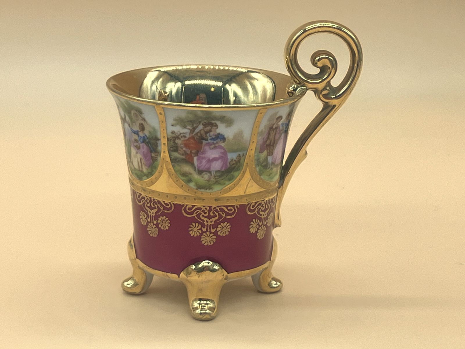 German Porcelain Fragonard, J.K. Deco Carlsbad Bavaria Old Vienna Demitasse Cup & Saucer Duo. photo 95.0
