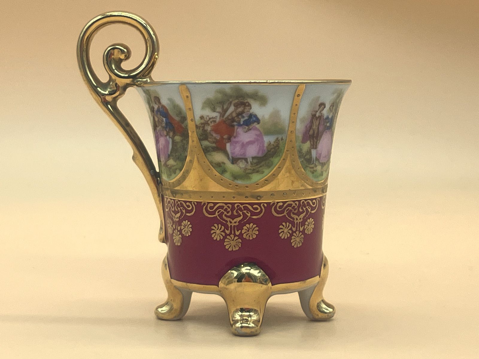 Home Decor German Porcelain Fragonard, J.K. Deco Carlsbad Bavaria Old Vienna Demitasse Cup & Saucer Duo. photo