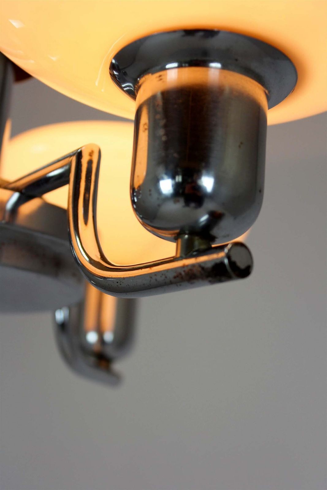 photo vintage Bauhaus Chrome Chandelier From Napako, Czechoslovakia, 1940s