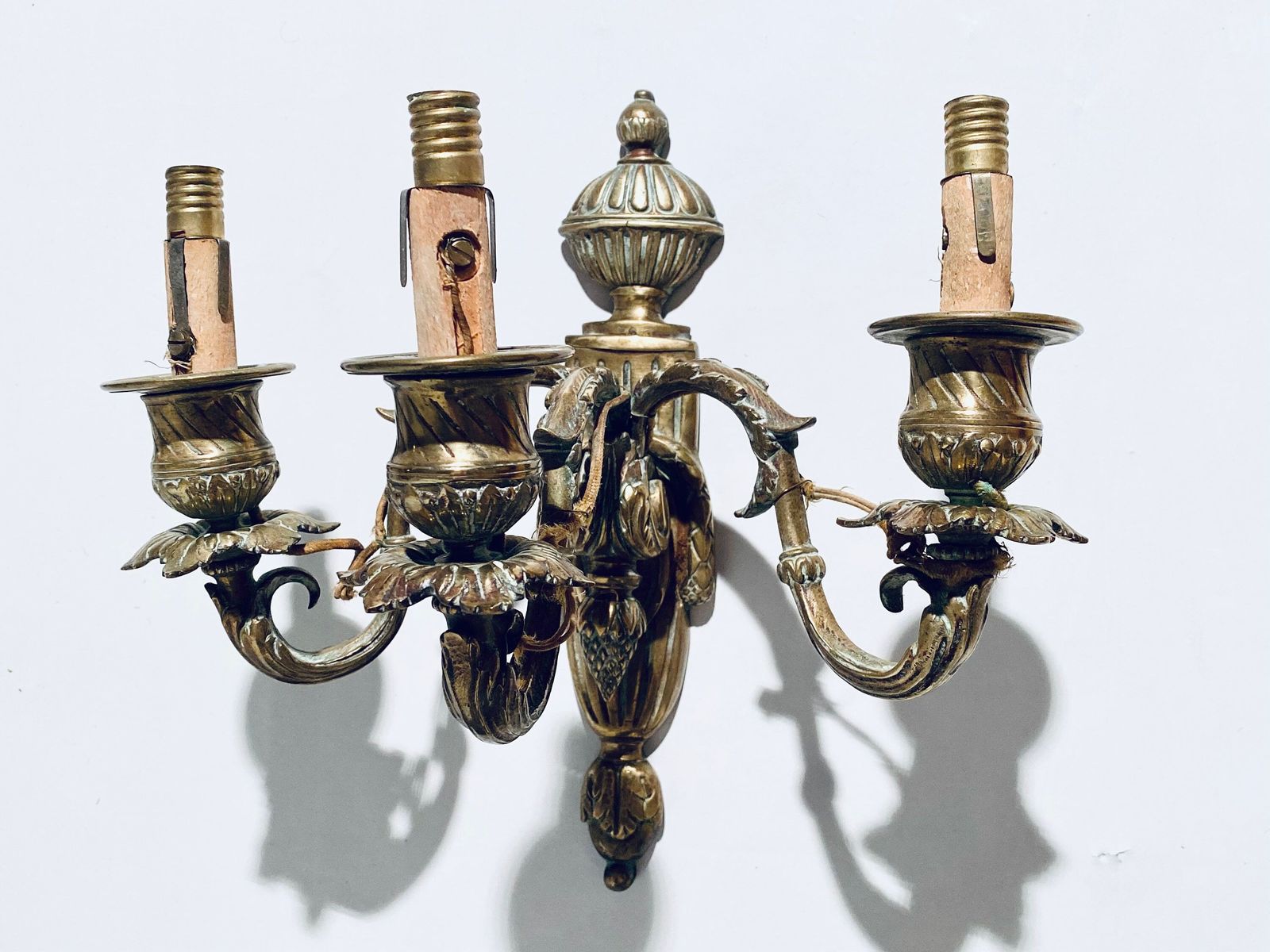 Two Antique Elegant French Bronze Wall Lamps / Opulent Louis XVI Castle Wall Decor 1920s photo furniture