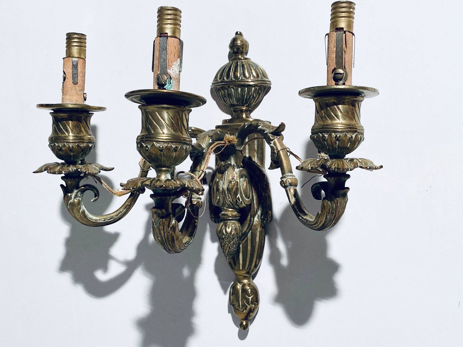 Two Antique Elegant French Bronze Wall Lamps / Opulent Louis XVI Castle Wall Decor 1920s photo Lighting