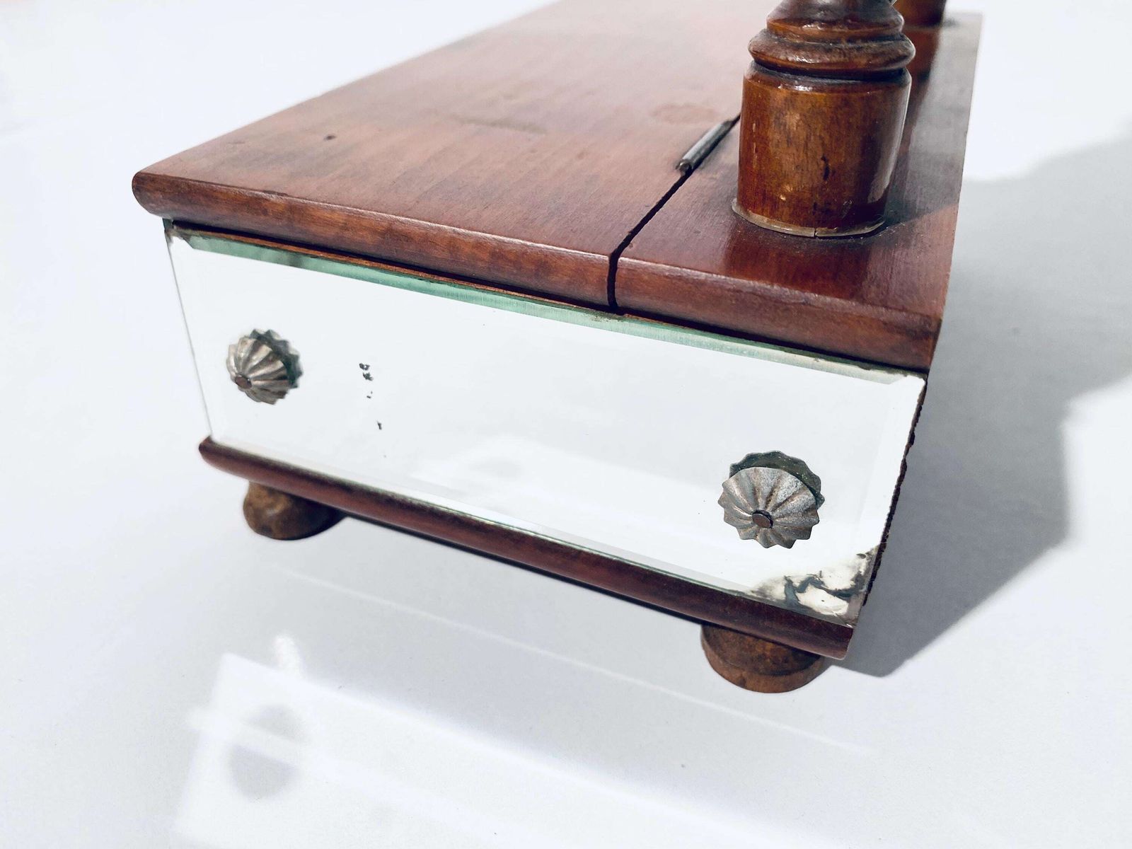Antique Biedermeier Make Up Table Mirror With Jewelery Drawer / Decor 1920s photo vintage