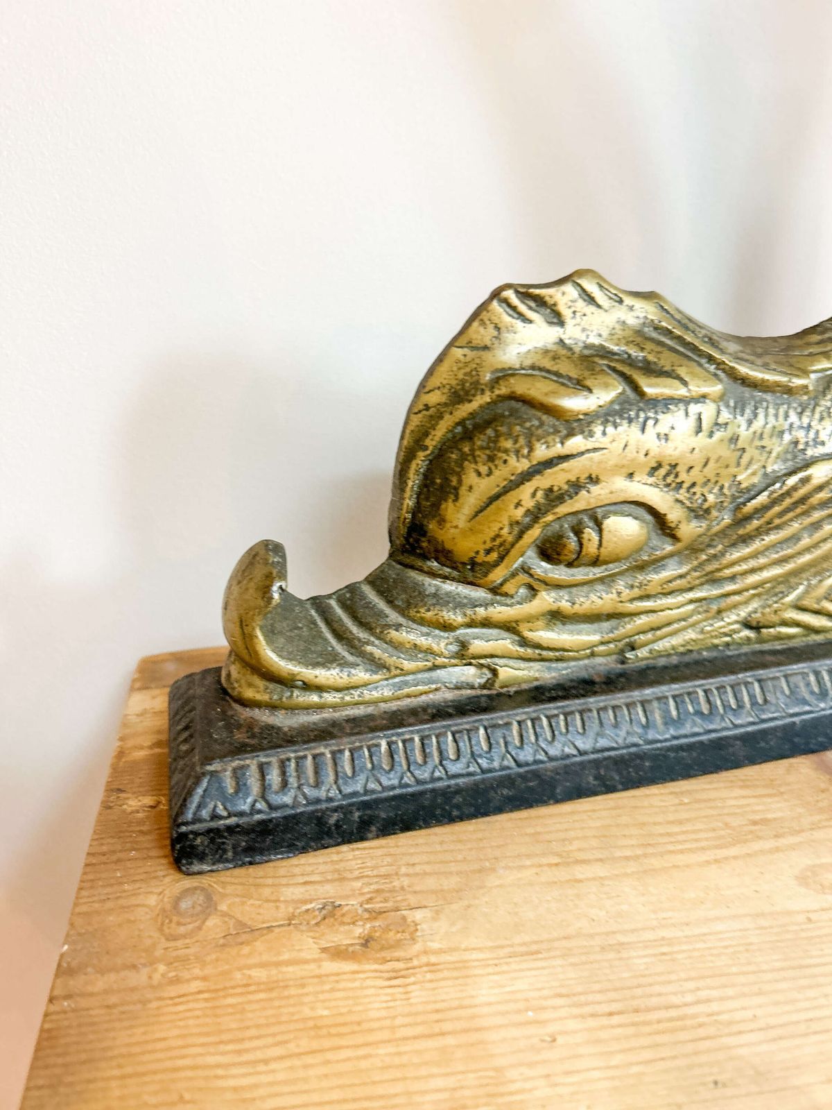 Pair Of Victorian Brass Dolphin Doorstops On Cast Iron Bases photo Home Fixtures