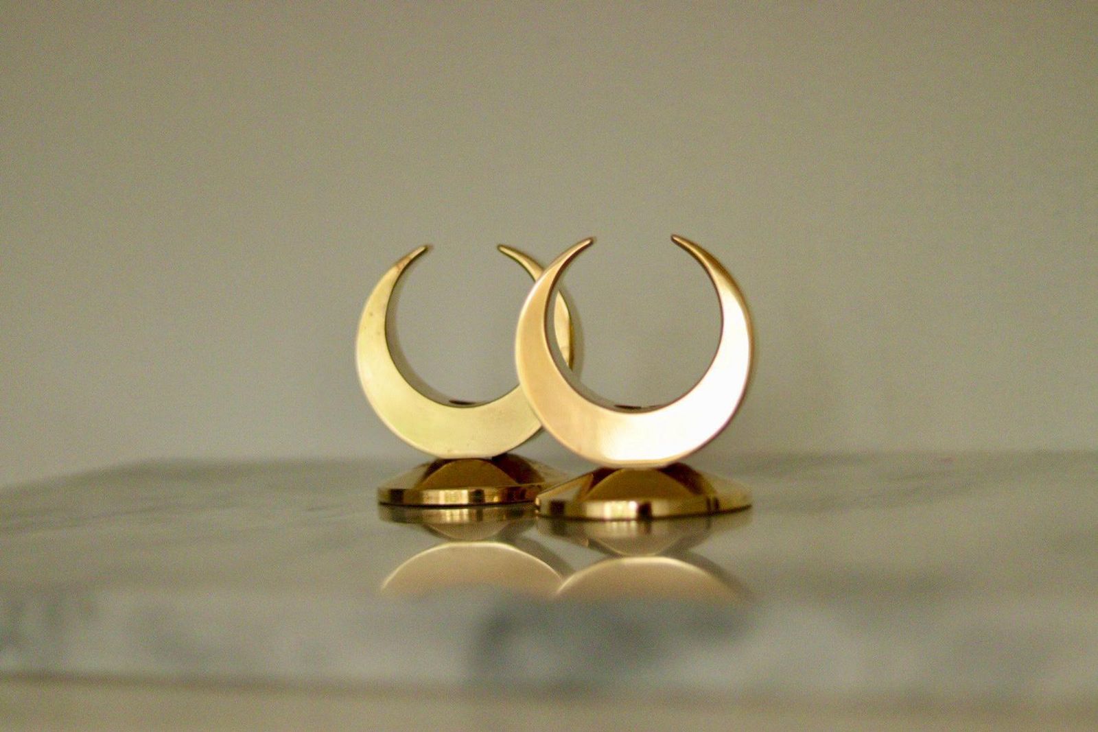 Pair Of Mid Century Swedish Brass Candle Holders By Arthur Pe Kolbäck photo Home Decor