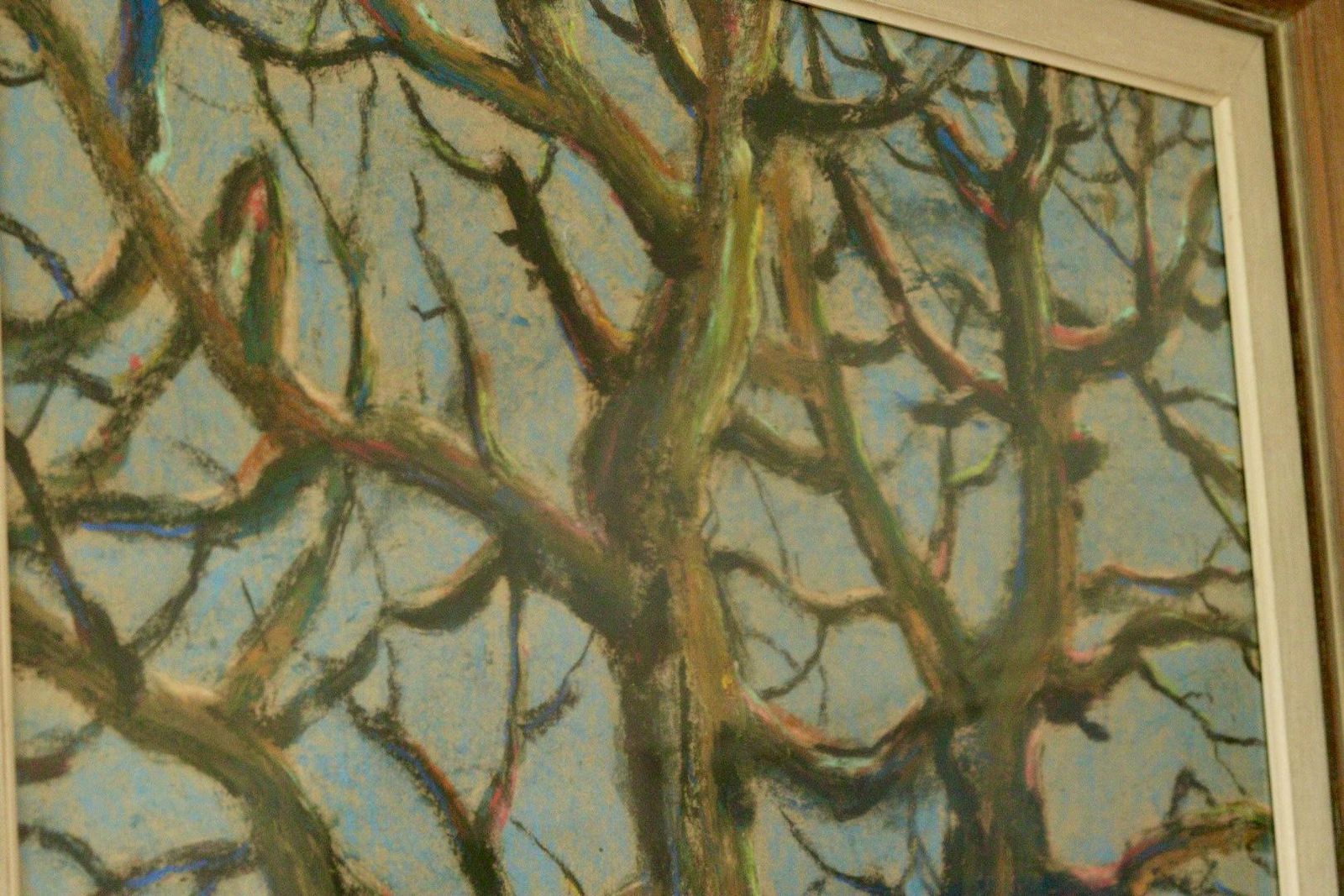 Original Mid Century Mixed Media On Pasted Paper – “Alte Baum” – Hans Tombrock – Vintage & Framed Glazed, 89 X 76.5 Cm (35 X 30.1 In) photo 415.0