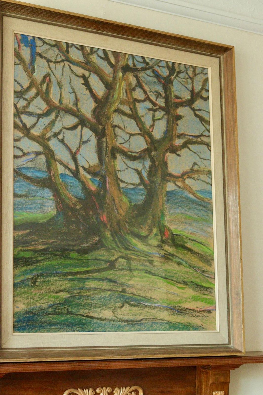 photo furniture Original Mid Century Mixed Media On Pasted Paper – “Alte Baum” – Hans Tombrock – Vintage & Framed Glazed, 89 X 76.5 Cm (35 X 30.1 In)