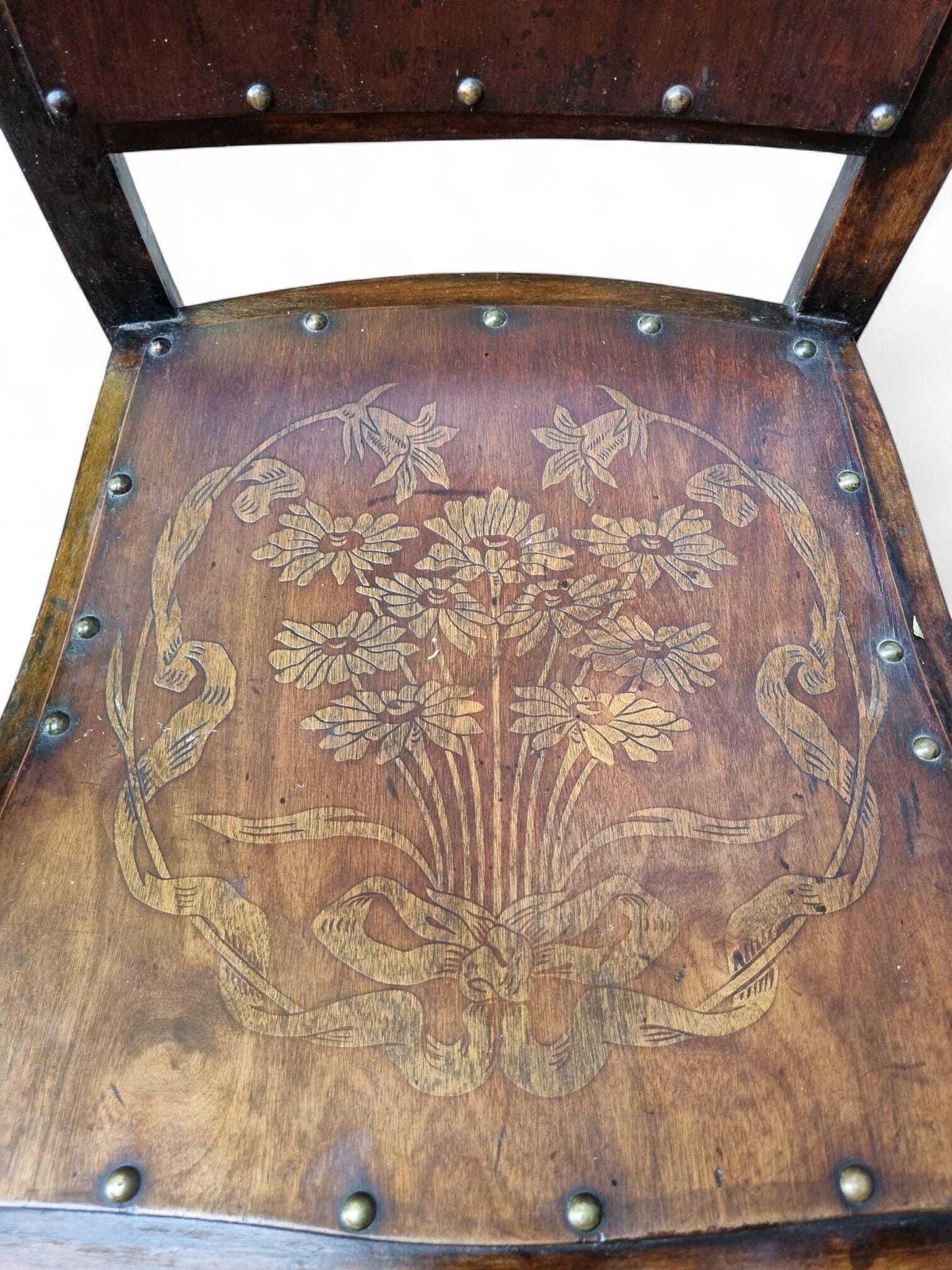 Antique Edwardian Century Beech Floral Occasional Chair / Early 20th Century photo vinterior