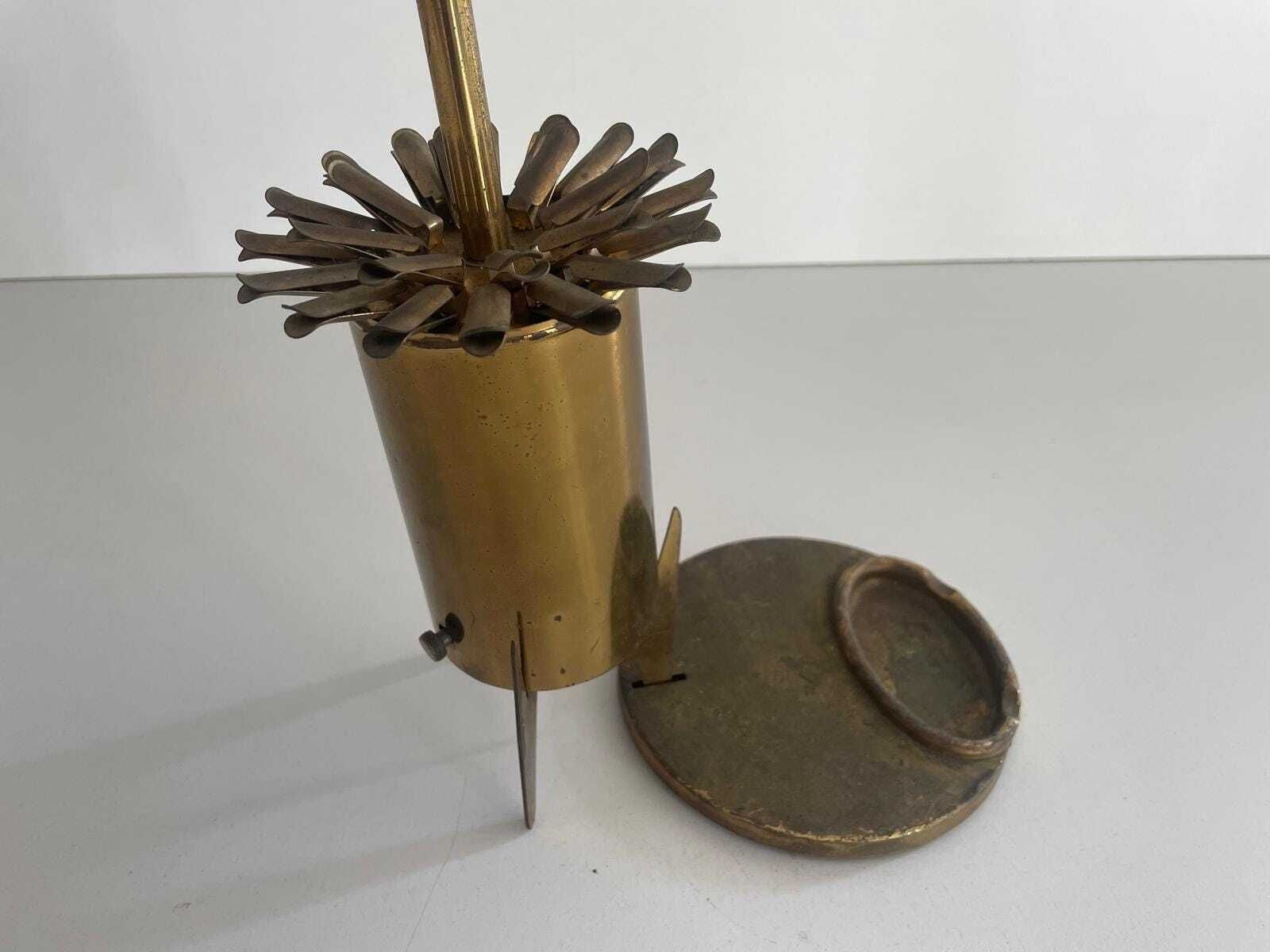 Mid Century Rare Brass Italian Rocket Design Luxury Cigarette Dispenser With Ashtray By Brevettato, 1960s, Italy photo Home Decor
