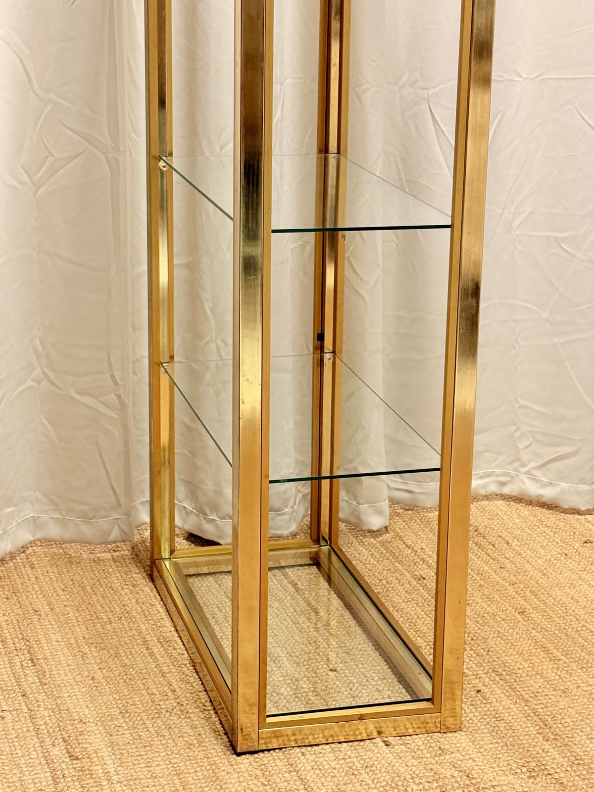 1250.0 Italian Hollywood Regency Tall Brass & Glass Etagere By Renato Zevi photo