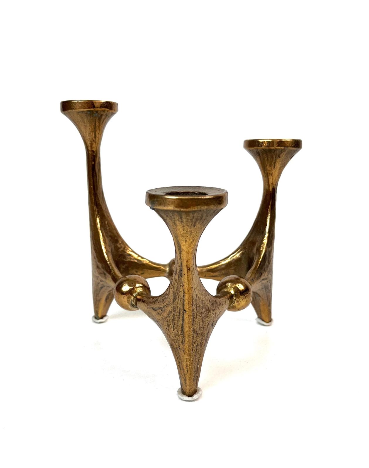 Beautiful Mid Century Solid Bronze Brutalist Candle Holder By Michal Harjes Germany 1960