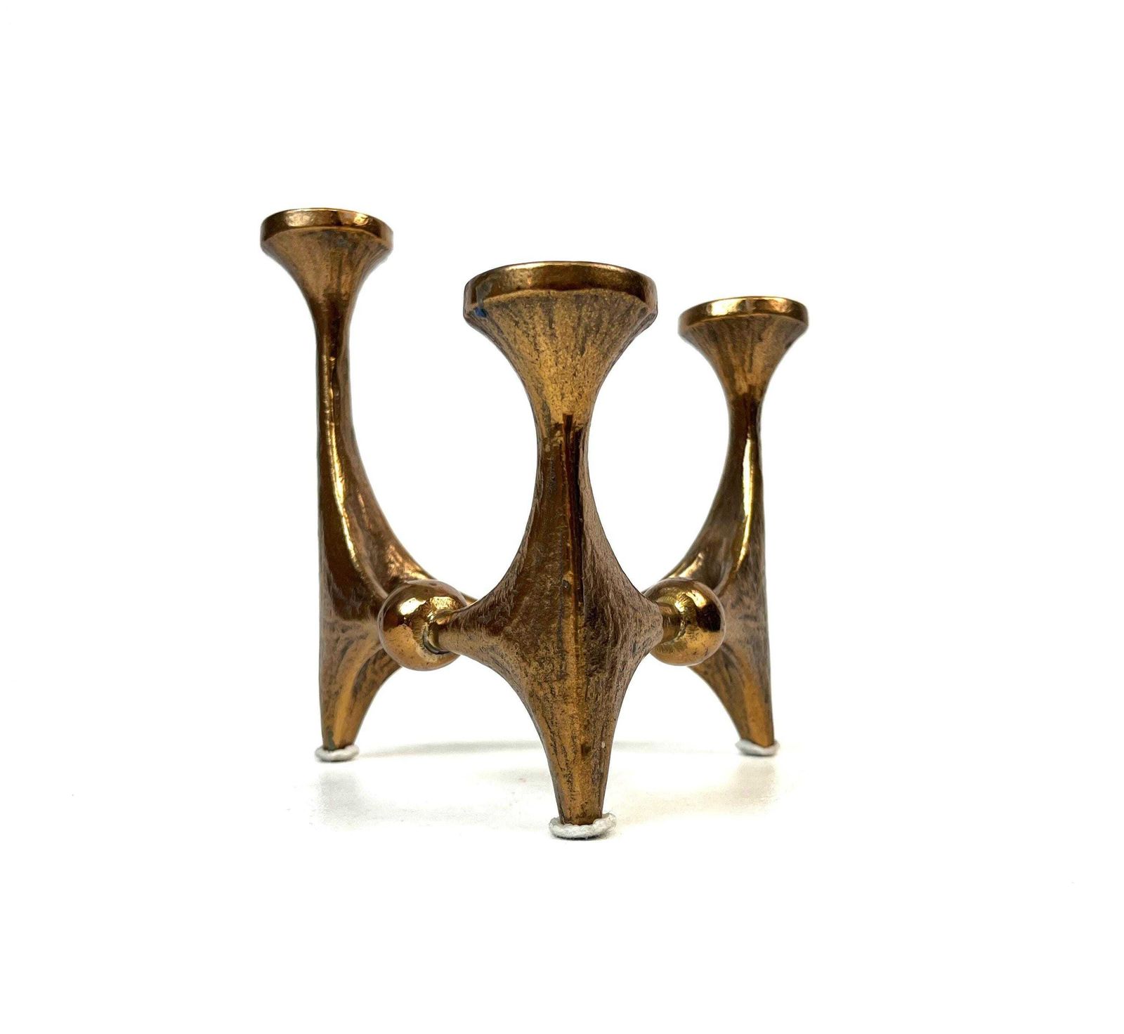 Beautiful Mid Century Solid Bronze Brutalist Candle Holder By Michal Harjes Germany 1960 photo for sale