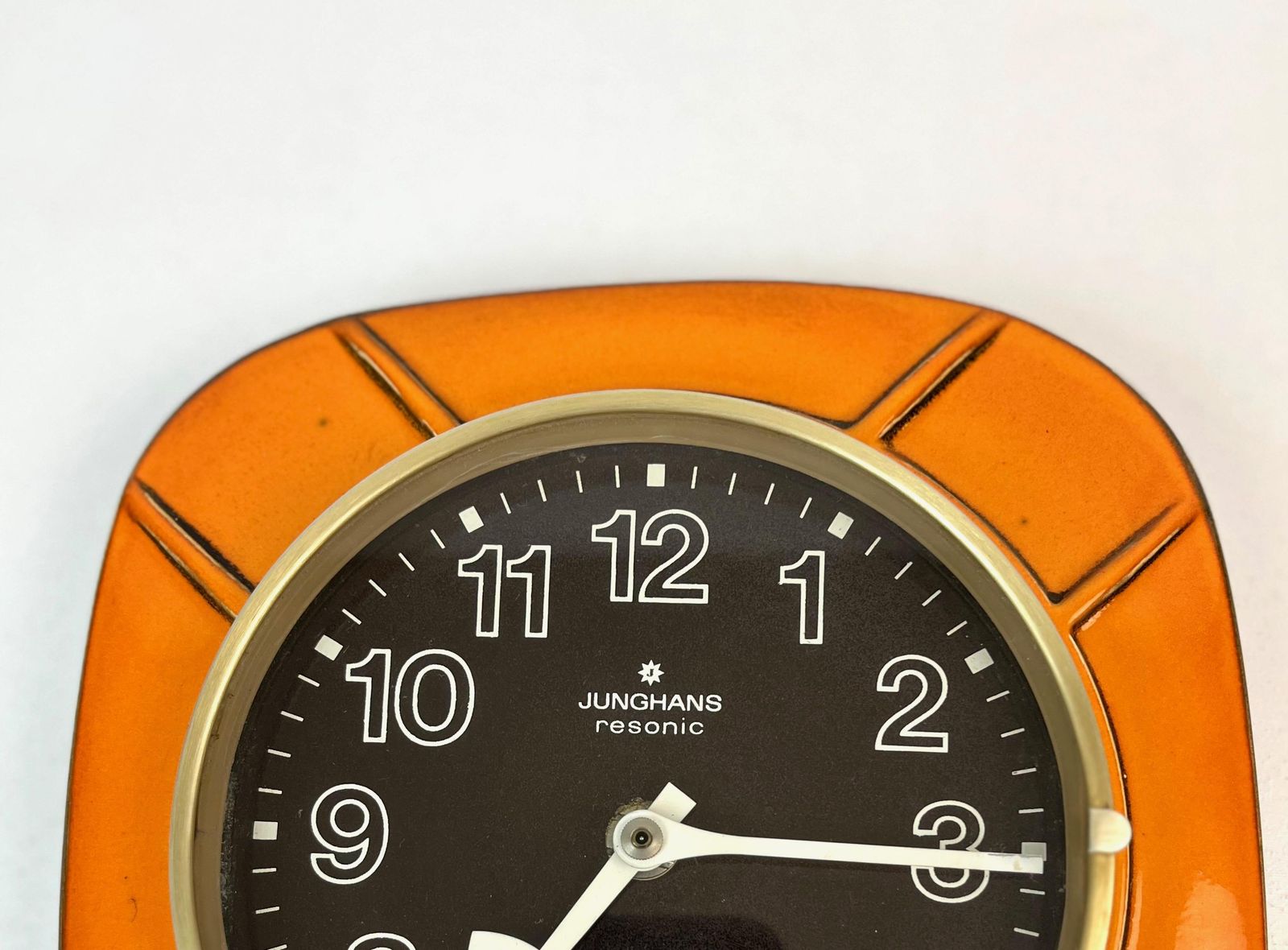 Very Rare Mid Century 70s Space Age Orange Ceramic Wall Clock By Junghans Resonic photo furniture