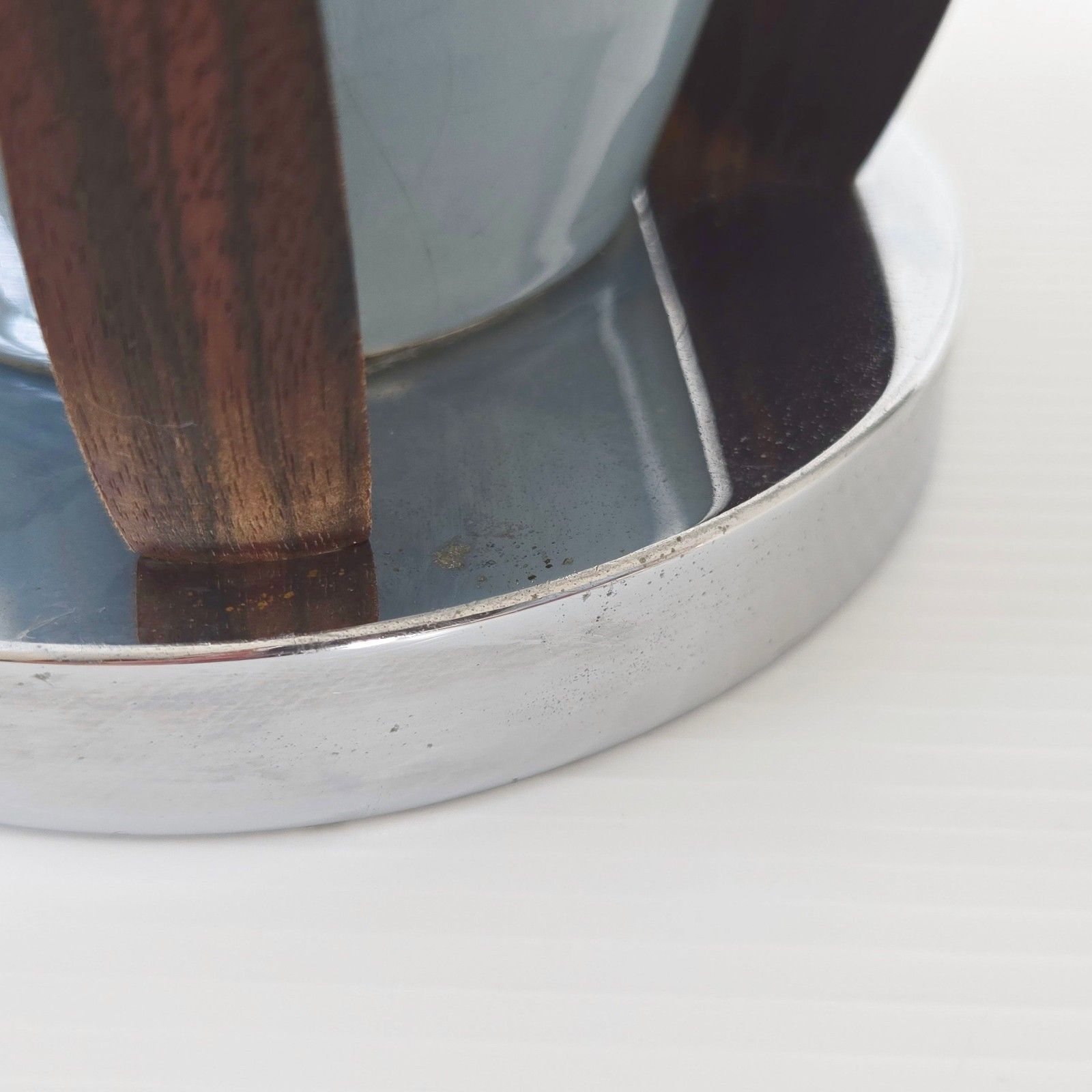 Vintage Scandinavian 1920 Ceramic Rosewood Chrome Art Deco Vase 20s Retro photo vinterior