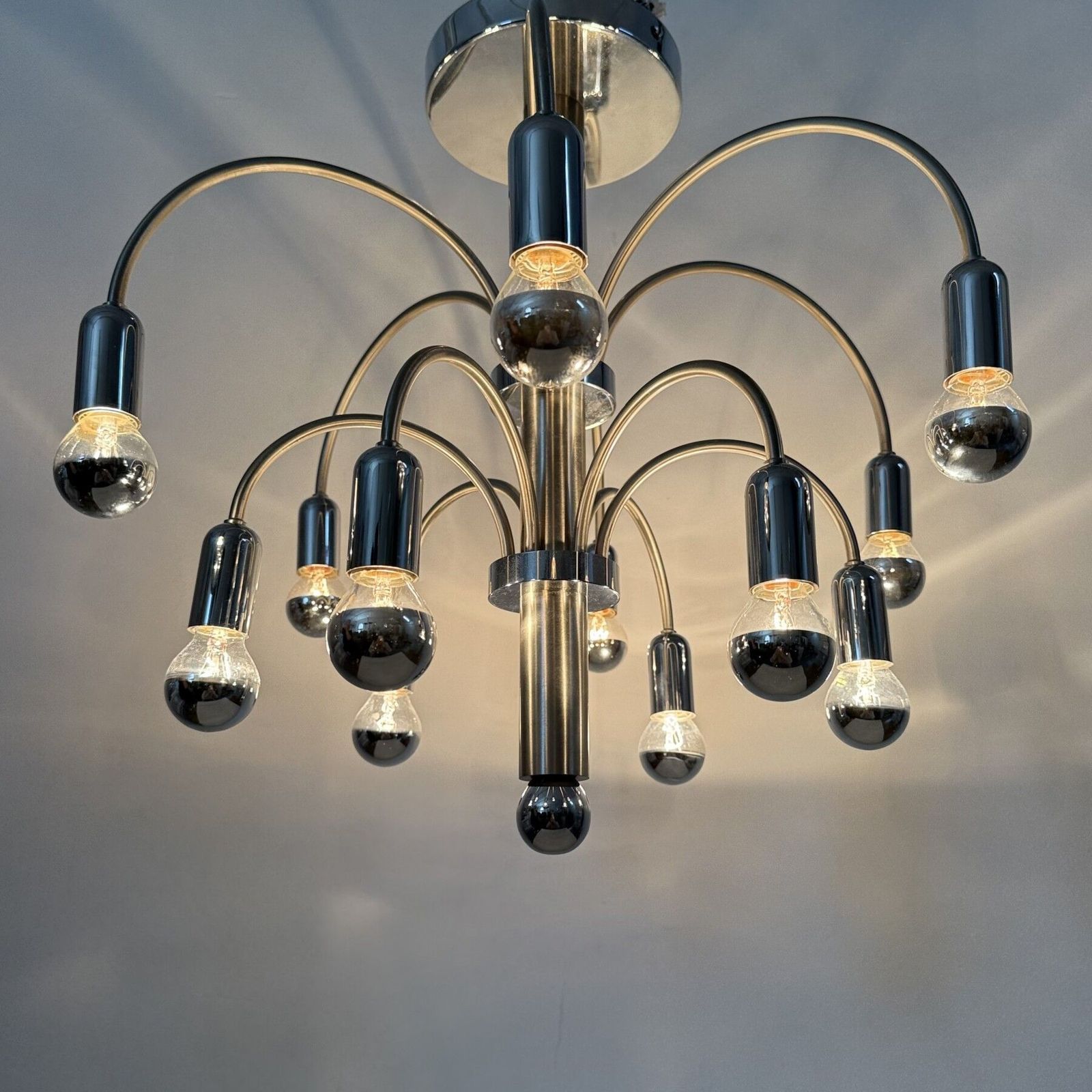 photo furniture Vintage Plafondlamp Van Verchroomd Messing Van Sciolari, Jaren 1970