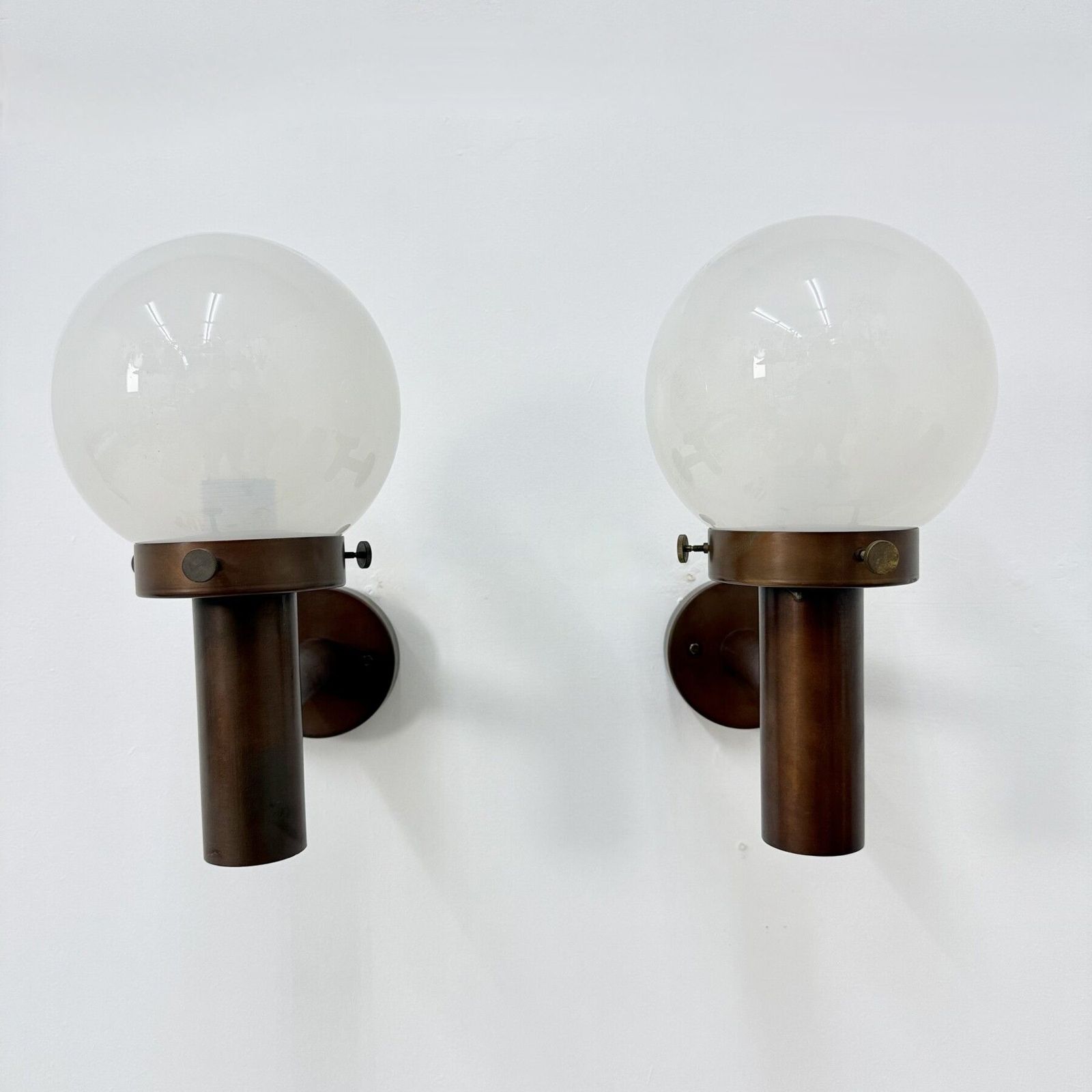 Lighting Set Of 2 Globe Glass Wall Lamps Sconces By Lisa Pape Sweden , 1970s photo