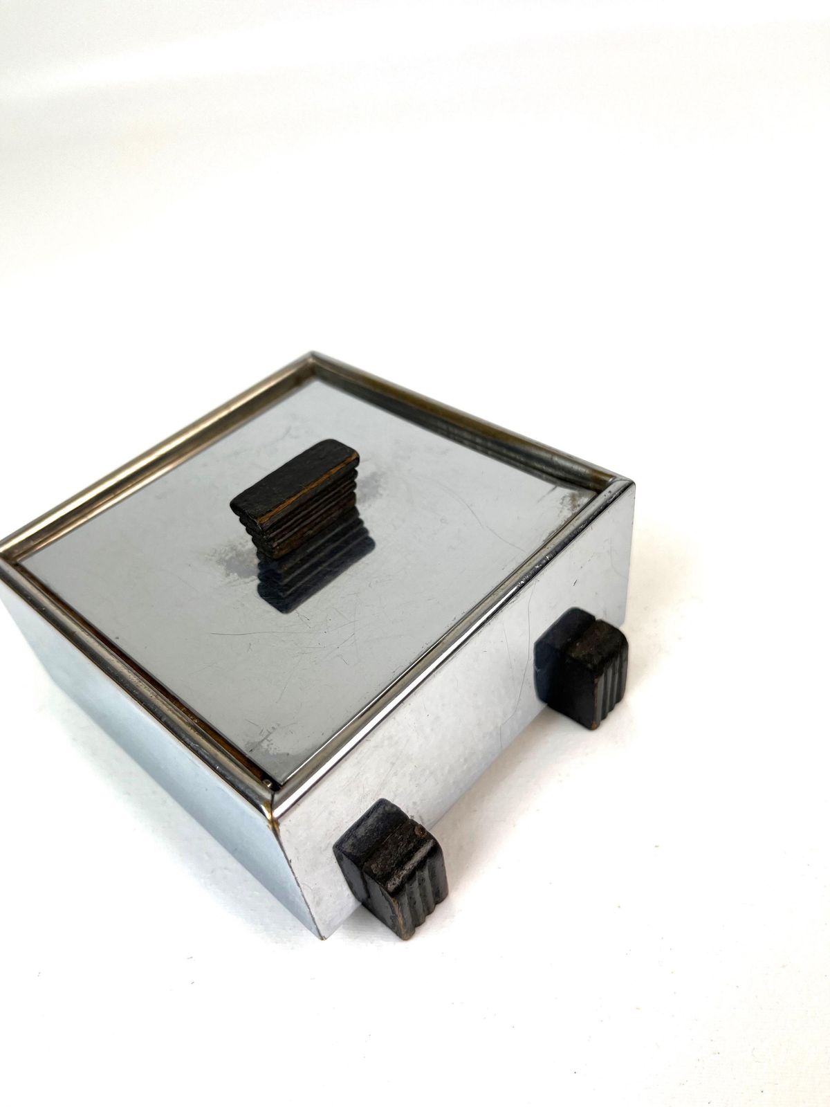 Rare Small Cubist Bauhaus Art Deco Chrome Jewelry Box Germany 1925 photo furniture