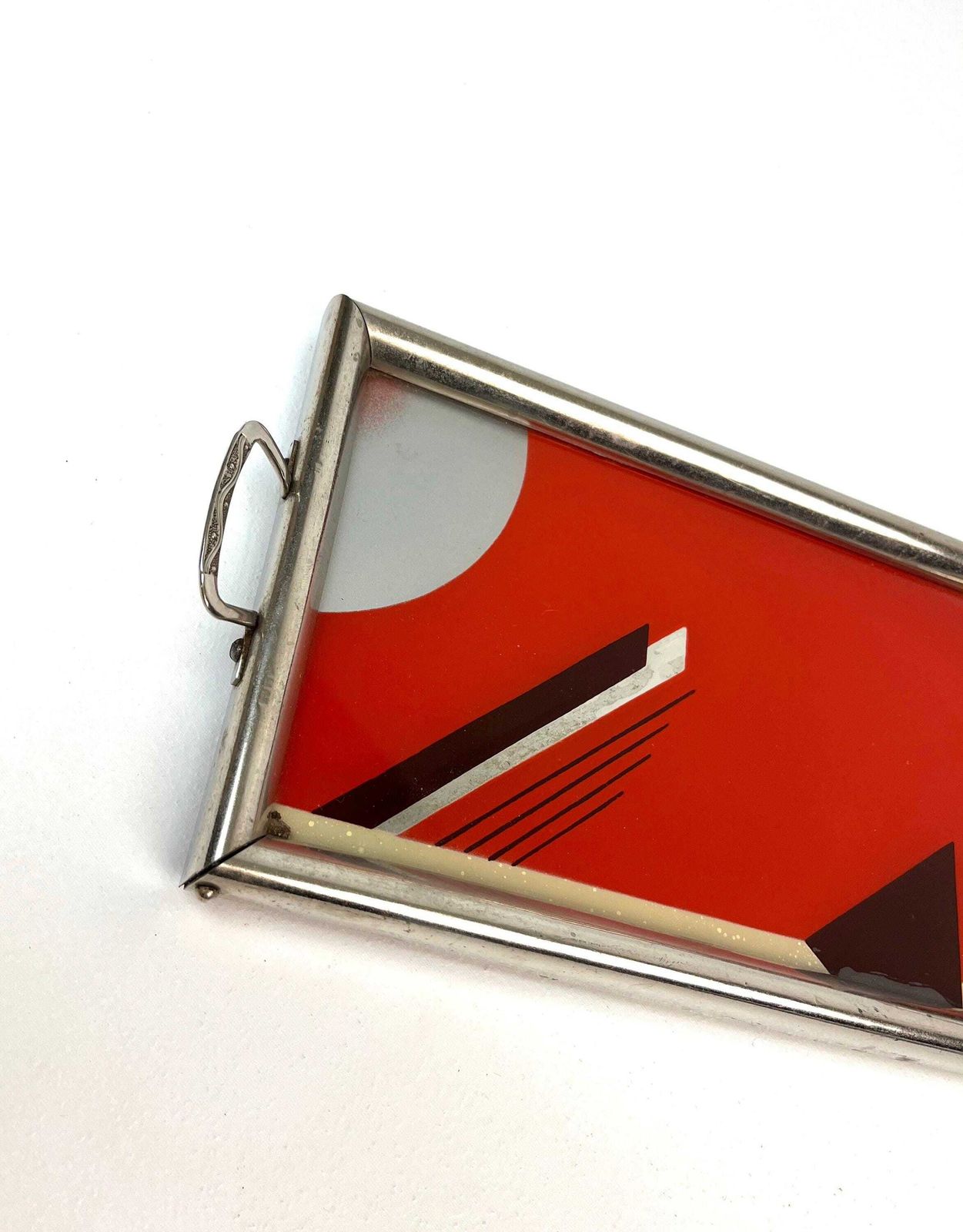 Rare Small Bauhaus Suprematism Art Deco Cocktail Serving Tray By Morris Hirshfield photo for sale