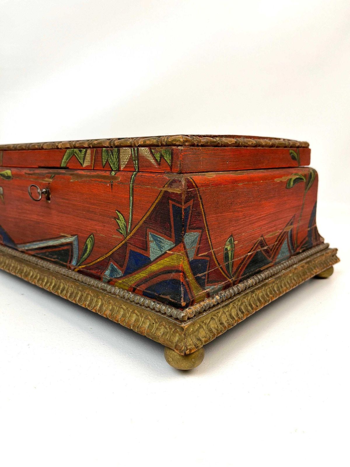 Grote art deco sieradendoos, handgemaakt hout met slot en sleutel photo 590.0
