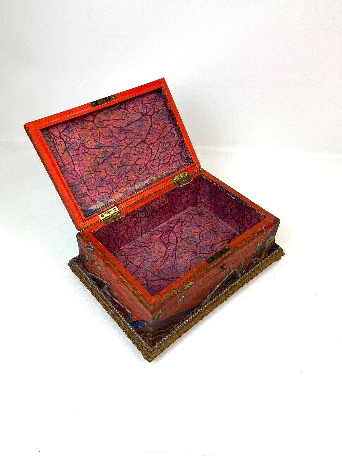 Grote art deco sieradendoos, handgemaakt hout met slot en sleutel photo buy