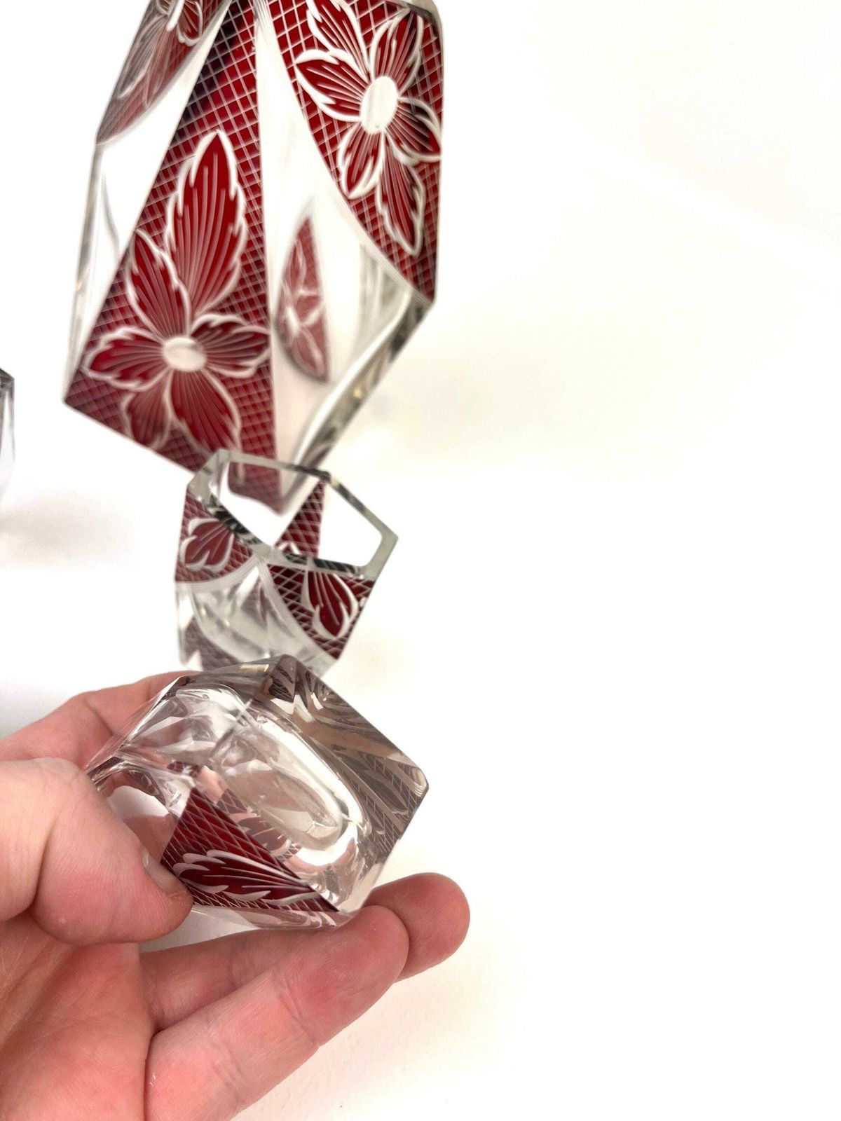 Stunning Art Deco Cubist Enamel Vodka Liquor Decanter & Glasses Set By Karl Palda photo vinterior