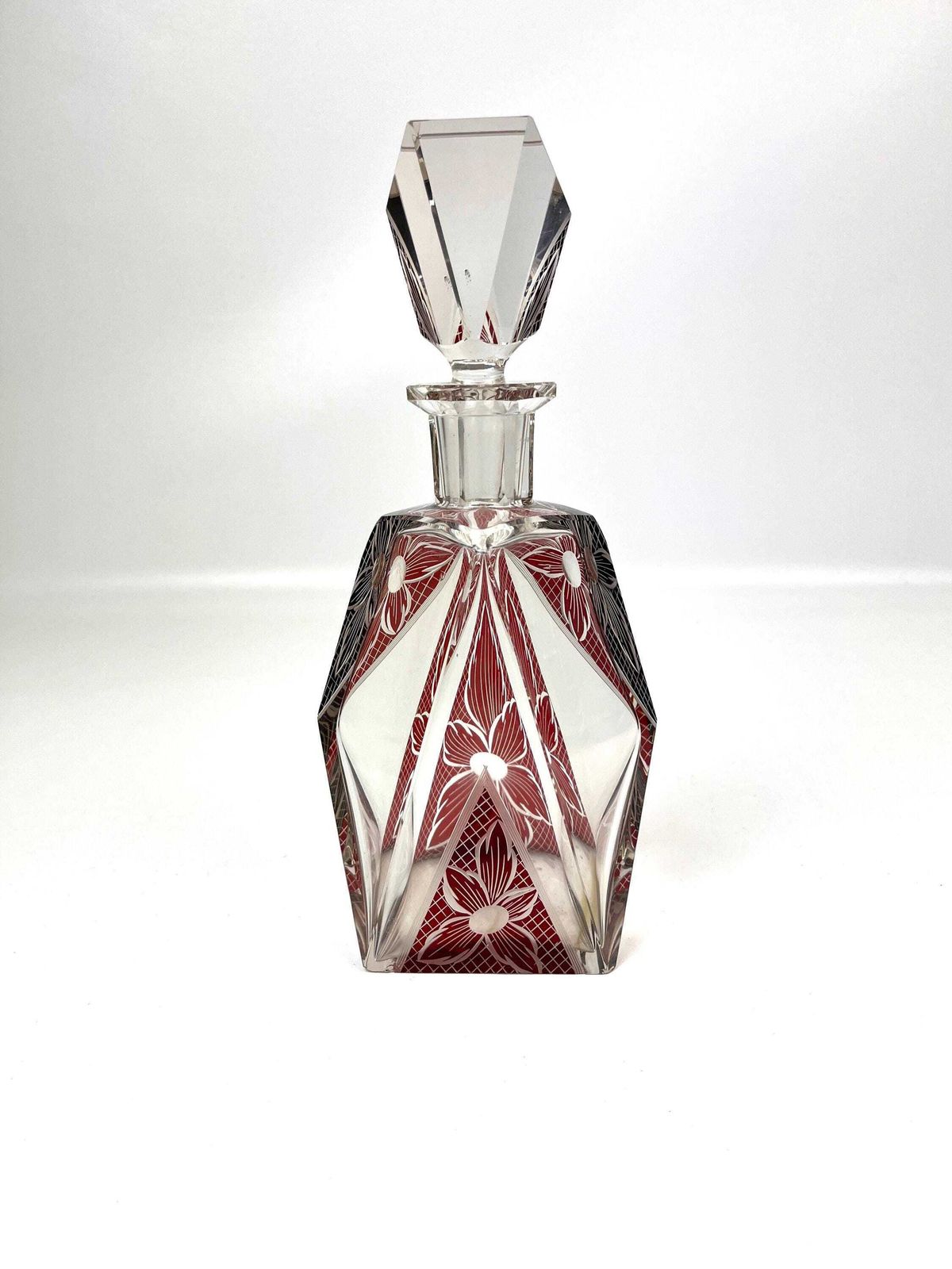 photo furniture Stunning Art Deco Cubist Enamel Vodka Liquor Decanter & Glasses Set By Karl Palda