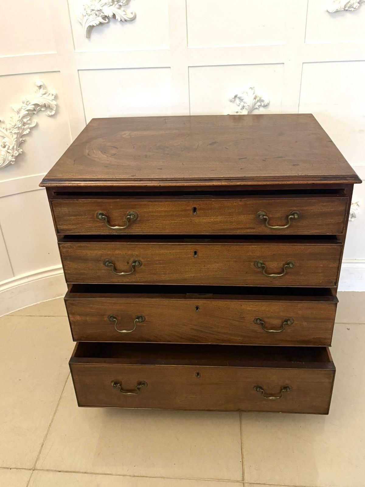 Antique 19th Century Quality Mahogany Chest Of 4 Drawers photo vintage