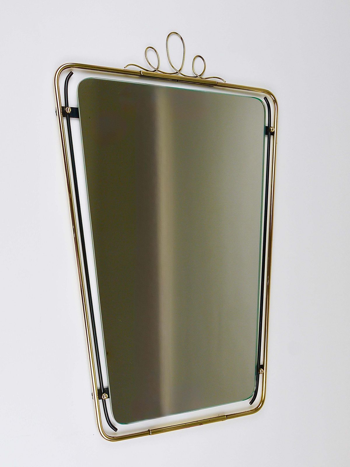 Midcentury Modern Brass Loops Wire Wall Mirror, Italy, 1950s photo vinterior