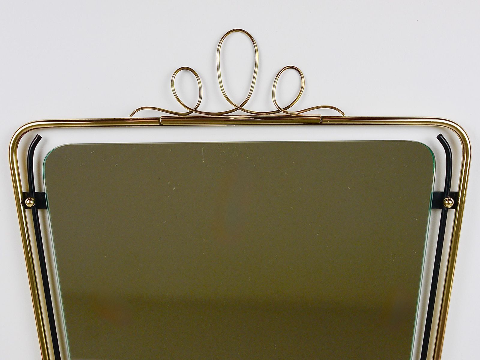 Home Decor Midcentury Modern Brass Loops Wire Wall Mirror, Italy, 1950s photo