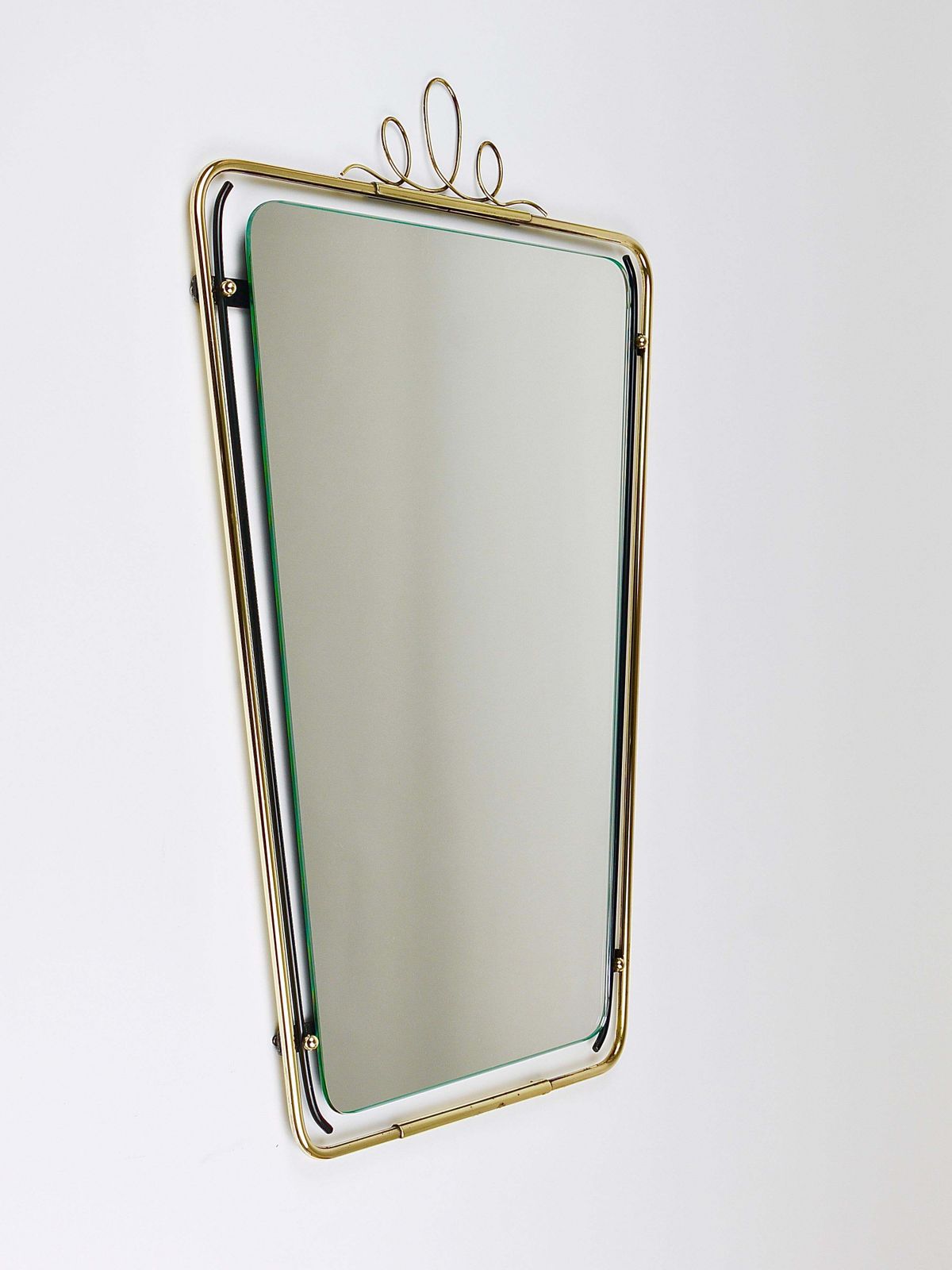 1623.0 Midcentury Modern Brass Loops Wire Wall Mirror, Italy, 1950s photo