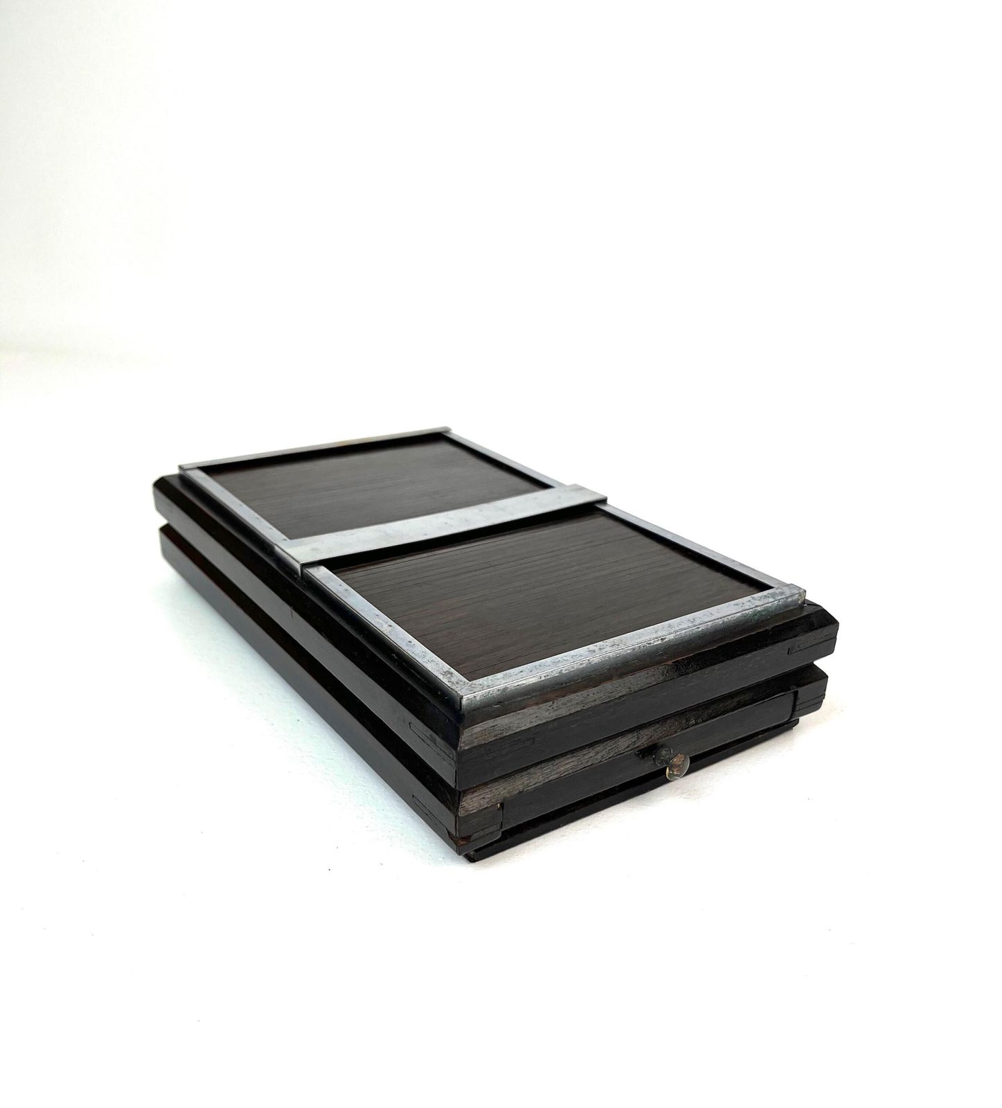Beautiful Bauhaus Art Deco Avant Garde Double Roll Top Jewelry Box Germany 1930 photo vintage