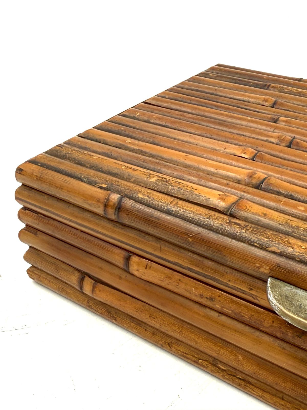 Hollywood Regency Grissinato Bamboo Jewelry Box Gabriella Crespi Style, Rcm Italy 1970 photo Home Decor