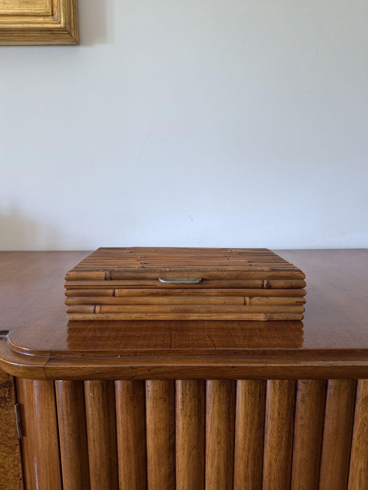 photo furniture Hollywood Regency Grissinato Bamboo Jewelry Box Gabriella Crespi Style, Rcm Italy 1970