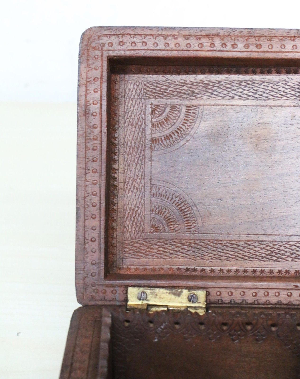 Antique And Outstanding Kashmiri Carved Wooden Box Early 20th C. photo vintage