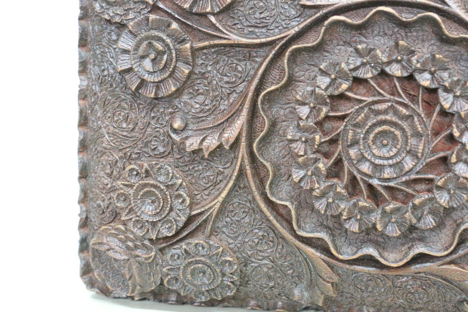 90.0 Antique And Outstanding Kashmiri Carved Wooden Box Early 20th C. photo
