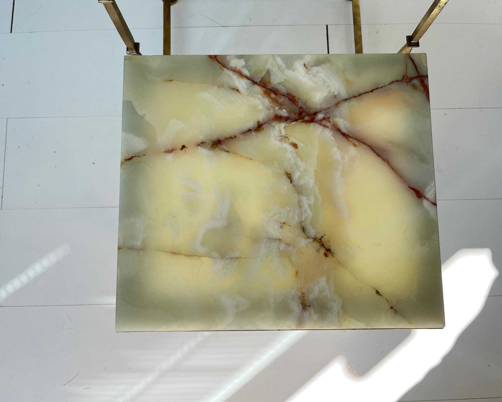 Onyx Bijzettafels | Mid Century Maison Jansen Stijl | Messing & Groen Onyx photo 1508.0