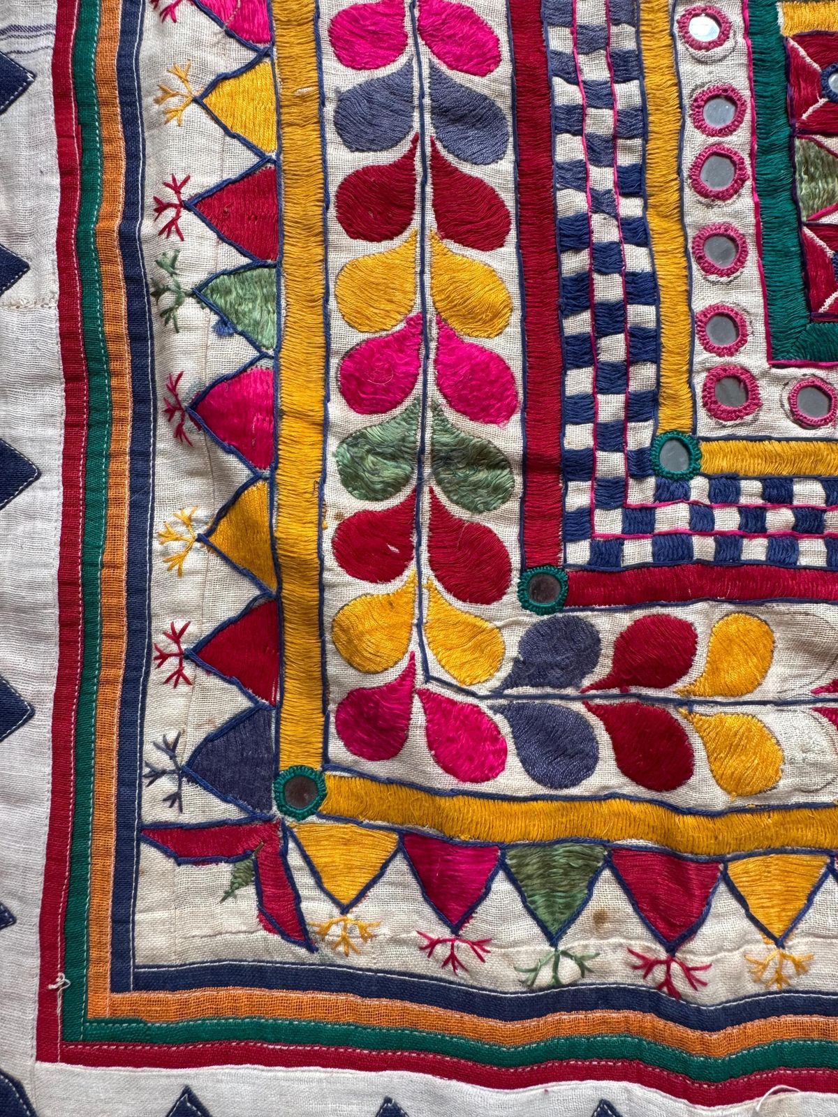 Vintage Indian Wall Hanging, Gujarati Handmade Fabric Wall Decor 86cm X 89cm photo buy
