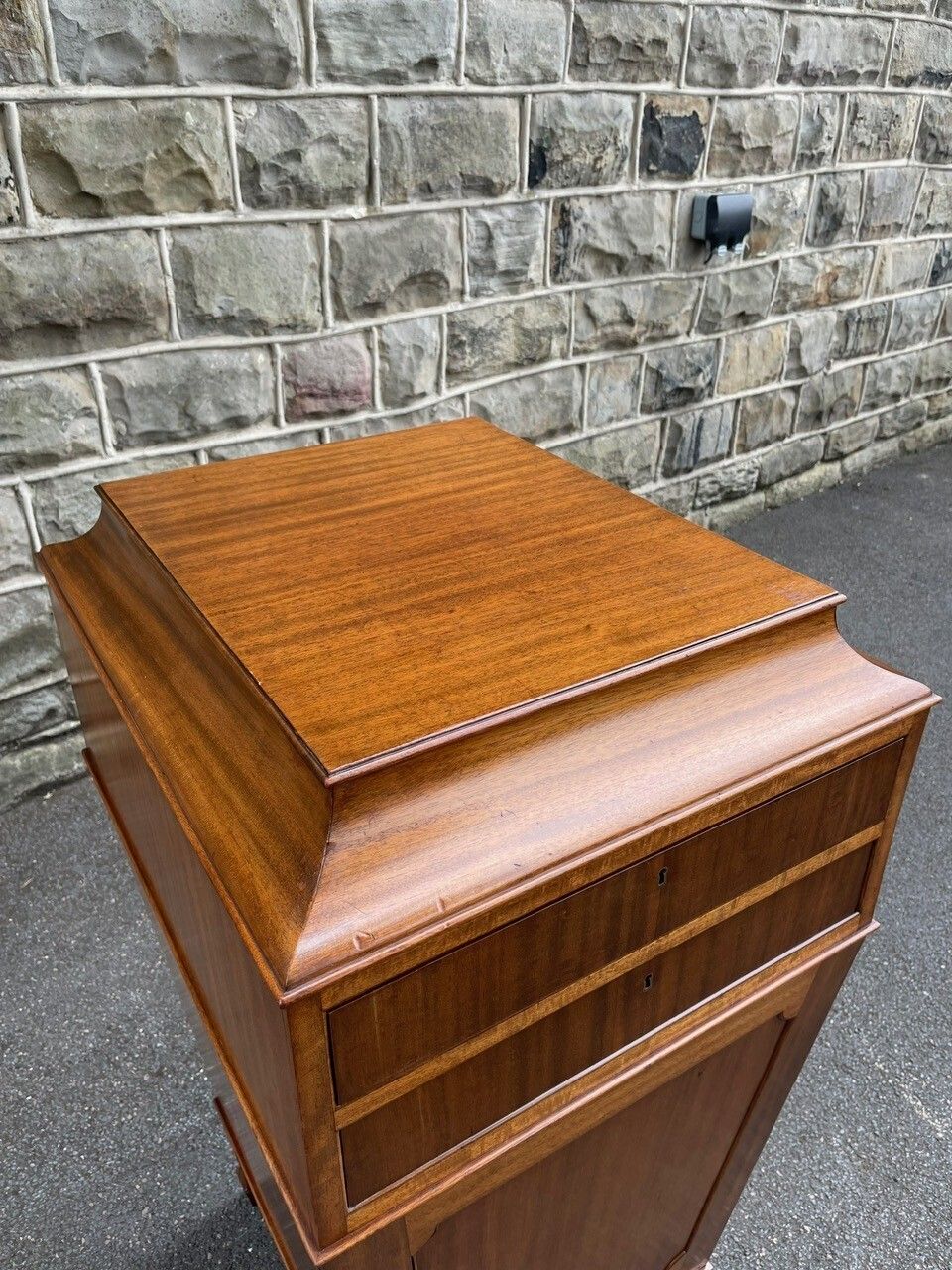 photo for sale Antique Mahogany Pedestal Collectors Cabinet